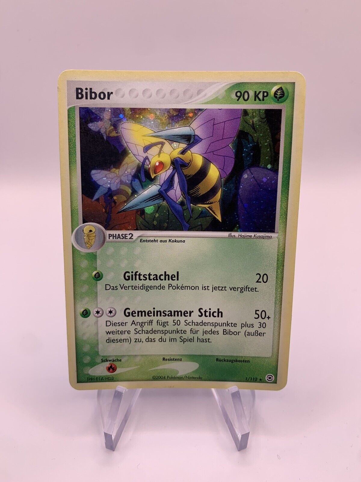 Pokemon Karte Holo Bibor 1/112 Deutsch