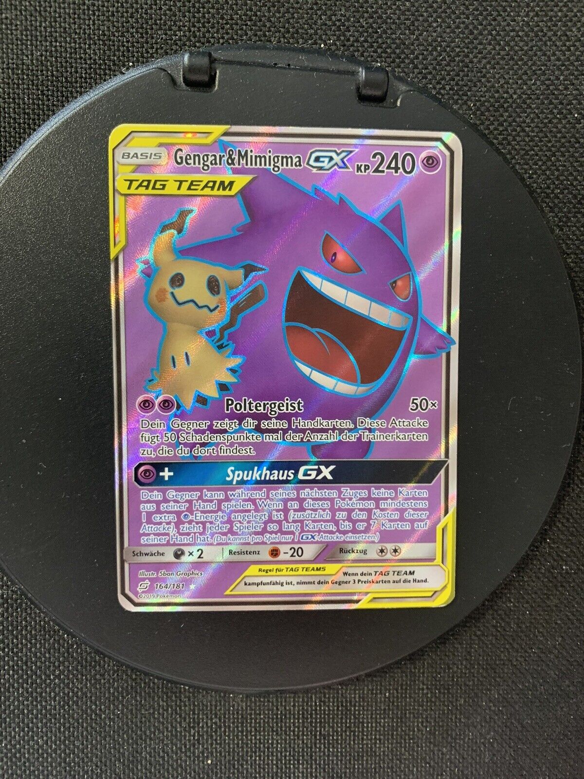 Pokemon Karte Tag Team Fullart Gengar&Mimigma 164/181 Deutsch