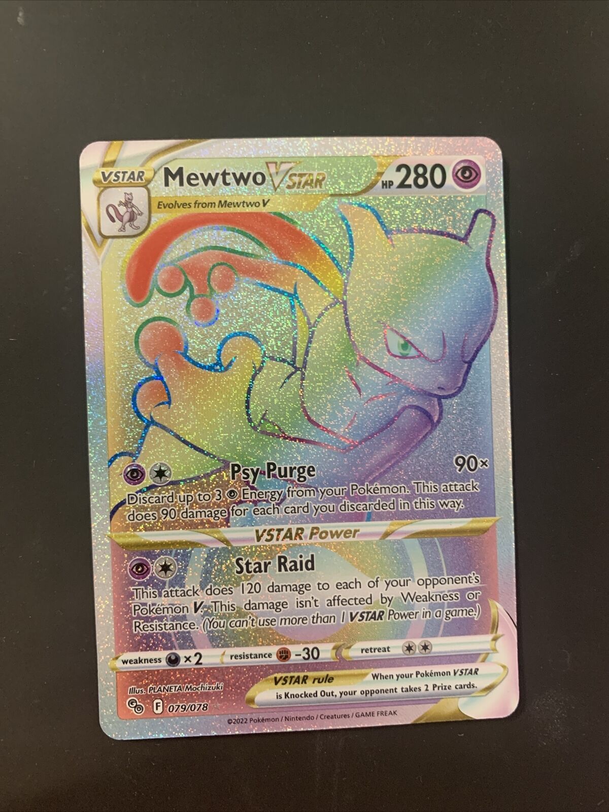 Pokemon Karte Vstar Rainbow Mewtu 79/78 Englisch