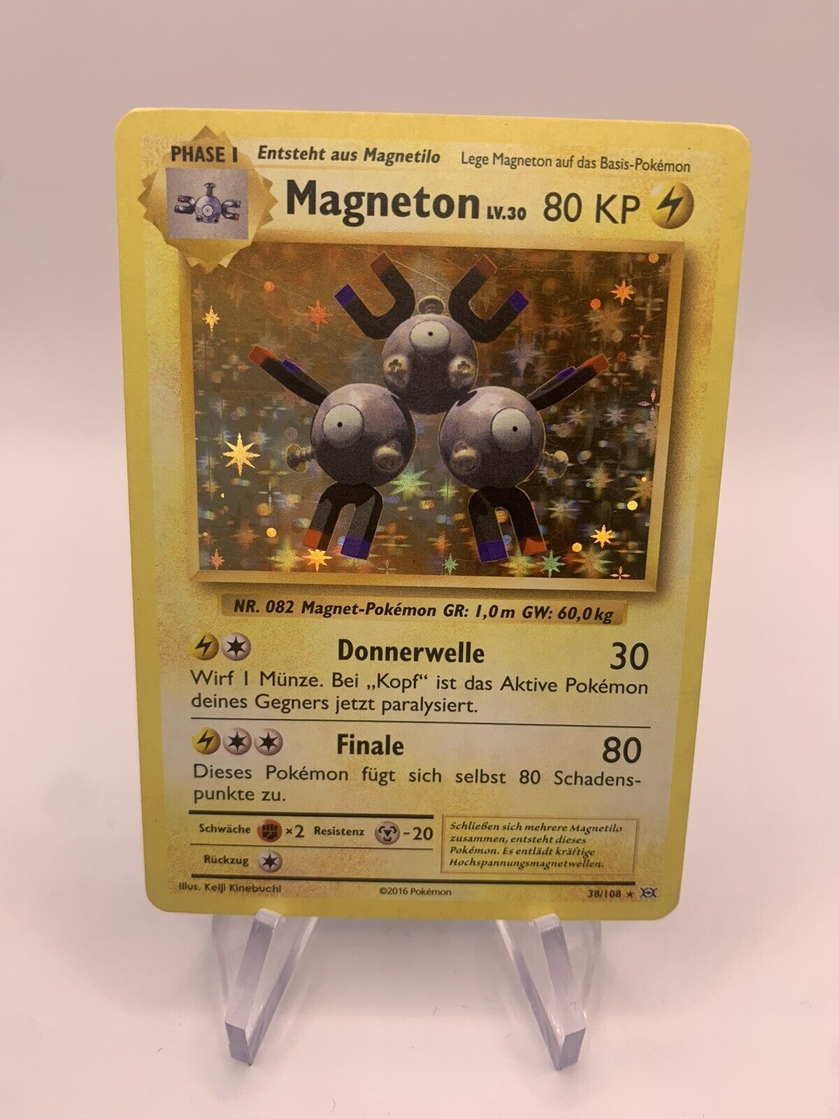 Pokemon Karte Holo Magneton 38/108 Deutsch