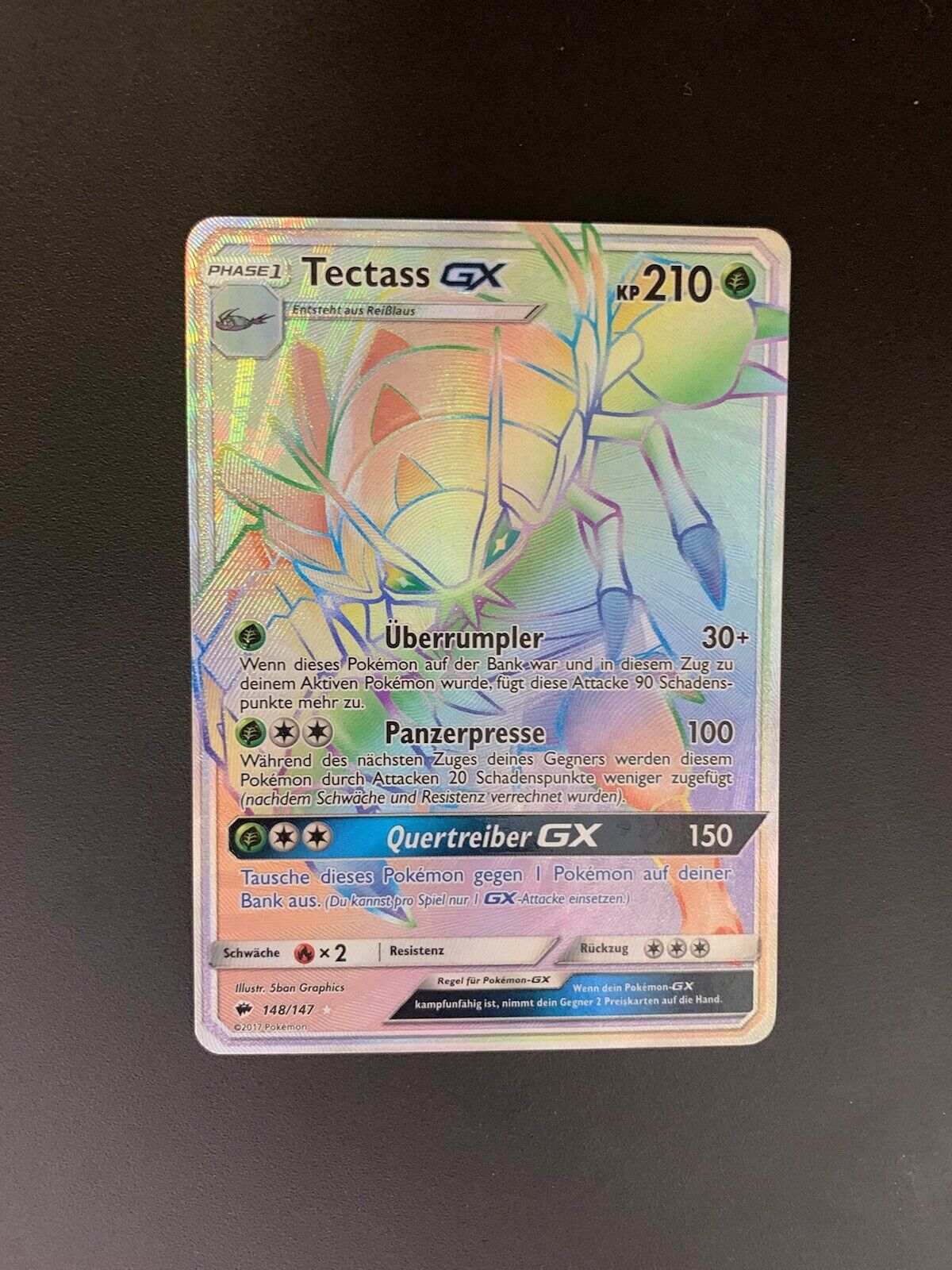 Pokemon Karte GX Rainbow Tectass 148/147 Deutsch