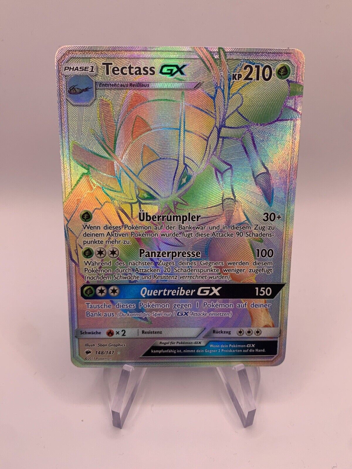 Pokemon Karte GX Rainbow Tectass 148/147 Deutsch