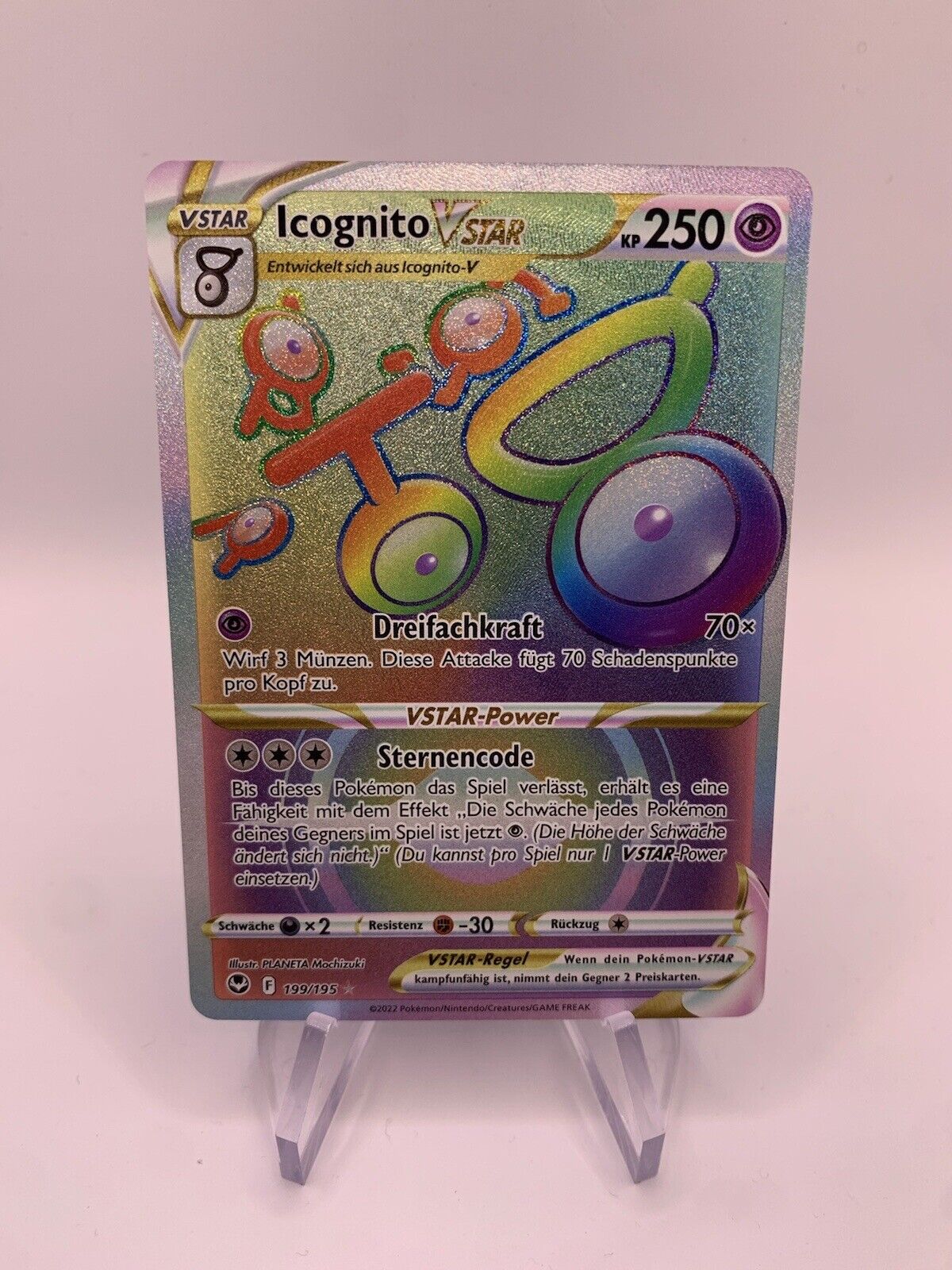 Pokemon Karte Vstar Rainbow Icognito 199/195 Deutsch