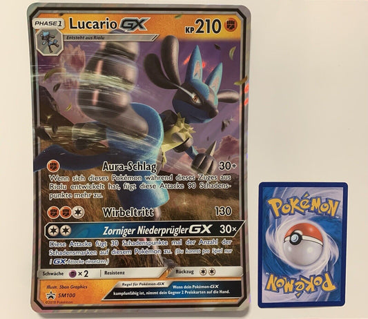 Pokemon Karte GX Promo Lucario SM100 Deutsch