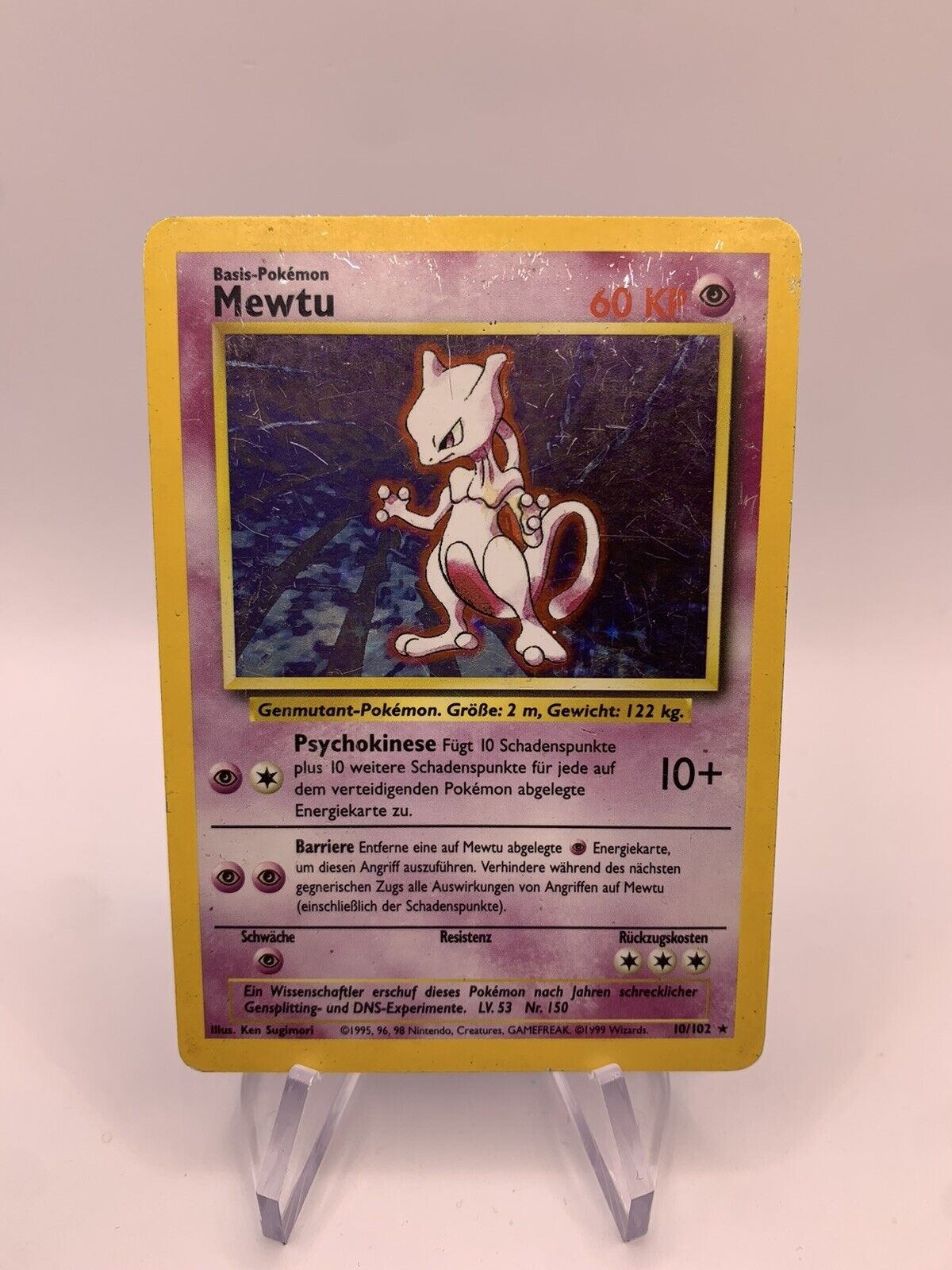 Pokemon Karte Holo Base-Set Mewtu 10/102 Deutsch