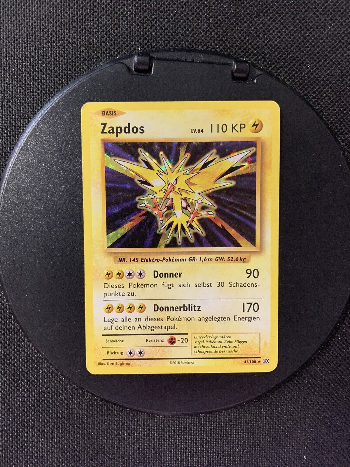 Pokemon Karte Holo Zapdos 42/108 Deutsch