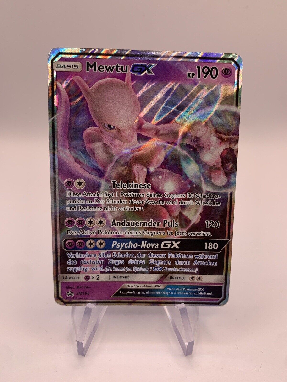 Pokemon Karte GX Promo Mewtu SM196 Deutsch