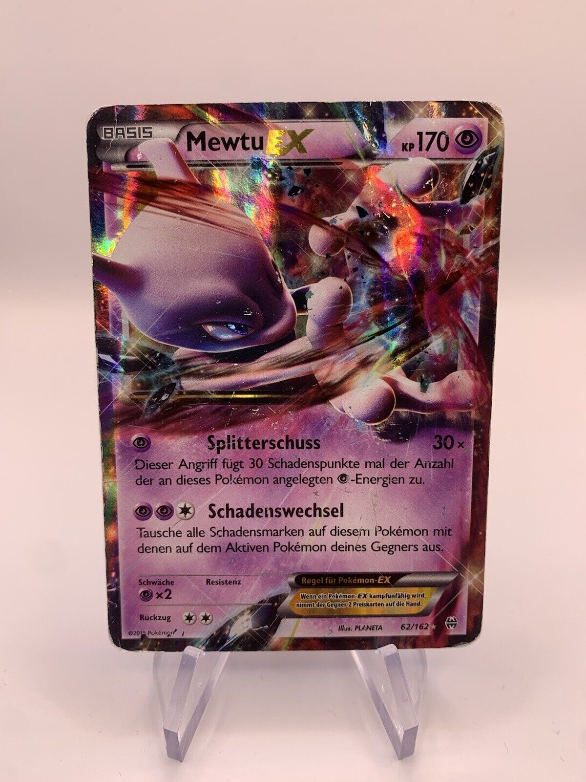 Pokemon  Karte EX Mewtu 62/162 Deutsch