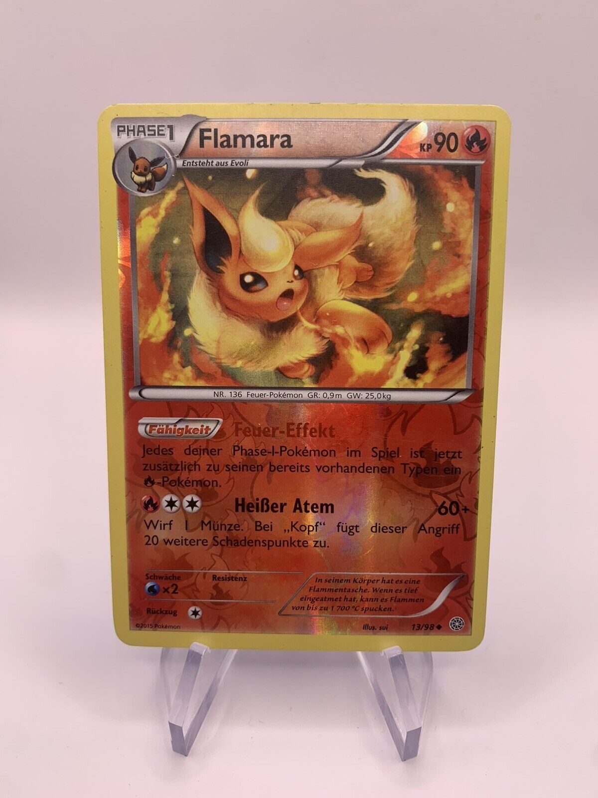 Pokemon Karte Reverse Flamara 13/98 Deutsch