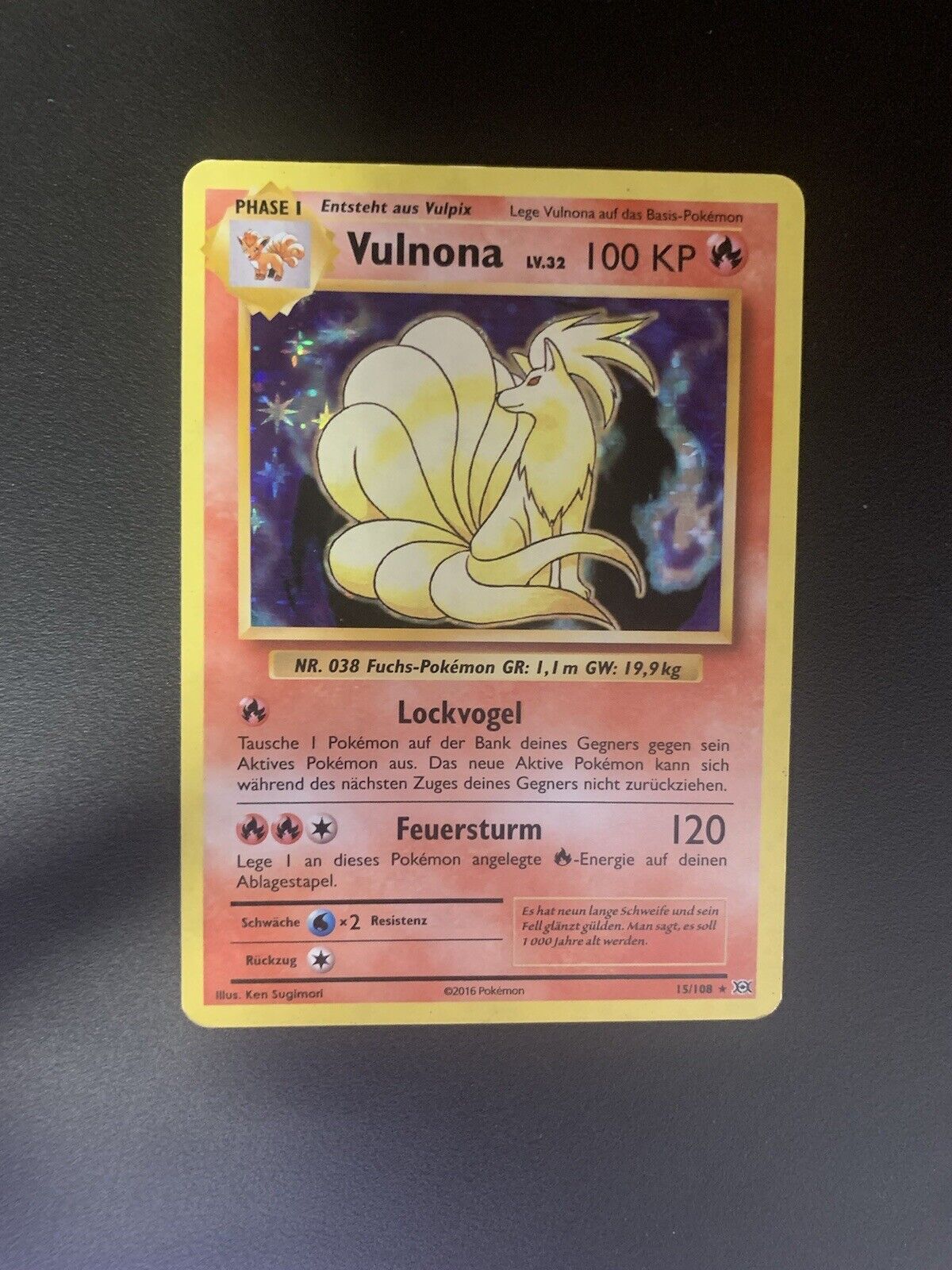 Pokemon Karte Holo Vulnona 15/108 Deutsch