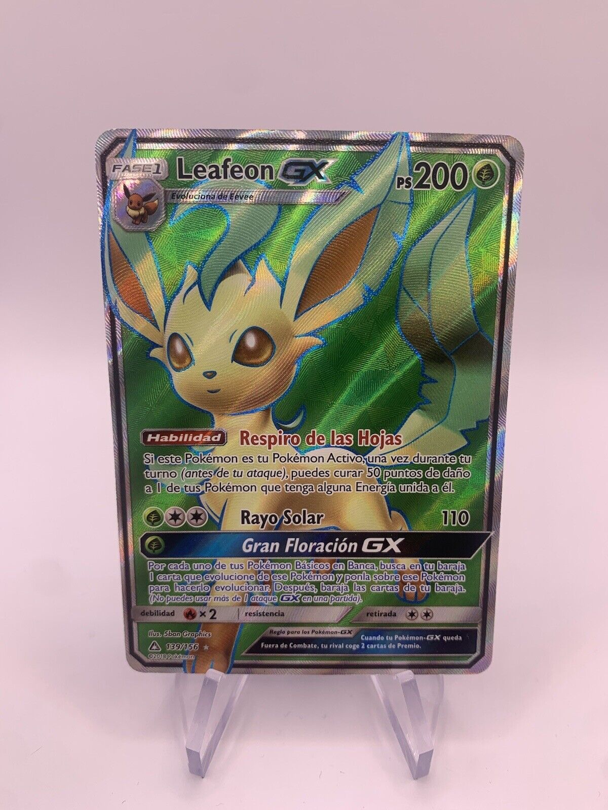 Pokemon Karte GX Leafeon 139/156 Spanisch