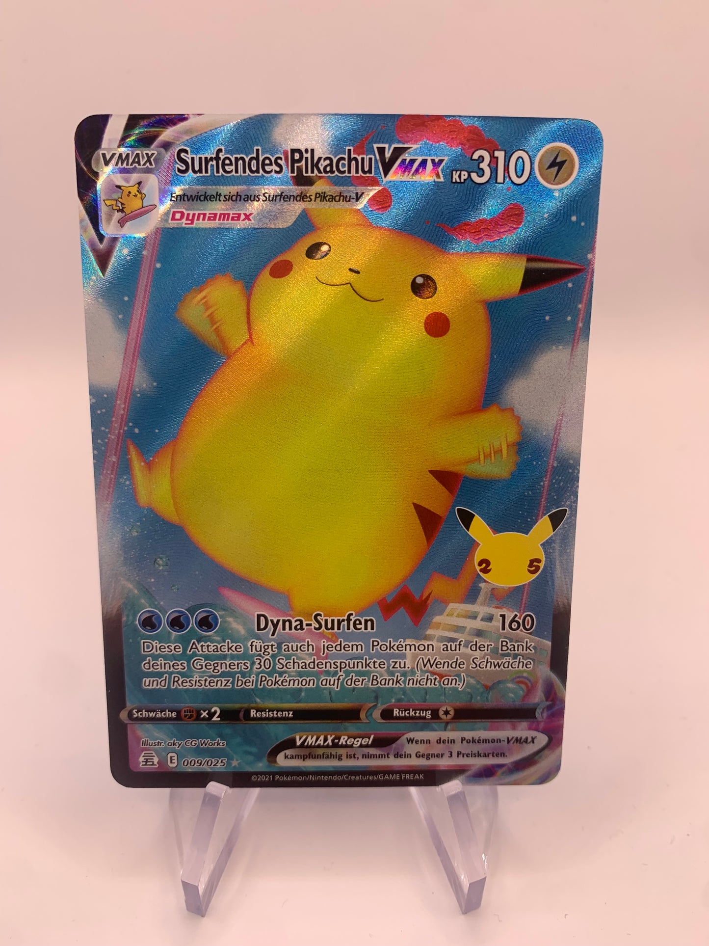 Pokemon Karte Vmax Surfendes Pikachu 9/25 Deutsch