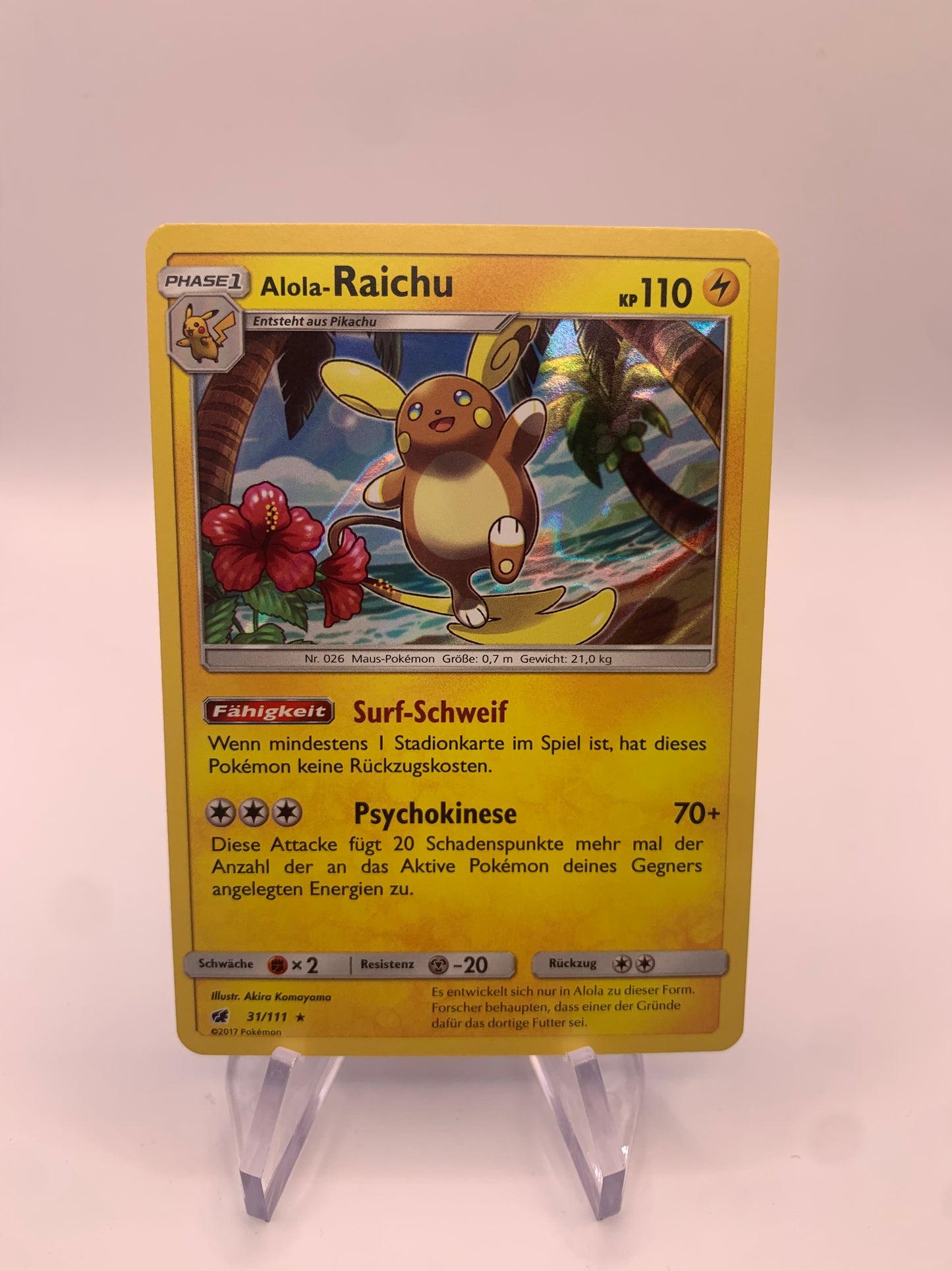 Pokemon Karte Holo Alola-Raichu 31/111 Deutsch