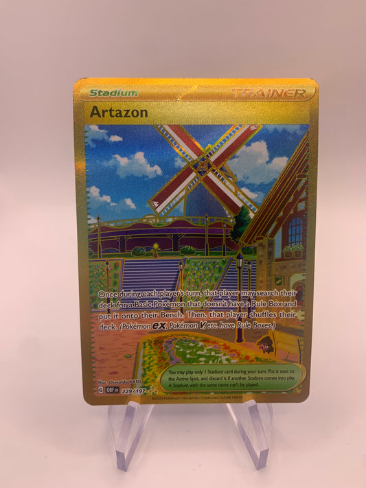 Pokemon Card Artazon Gold Card Trainer 229/197 English