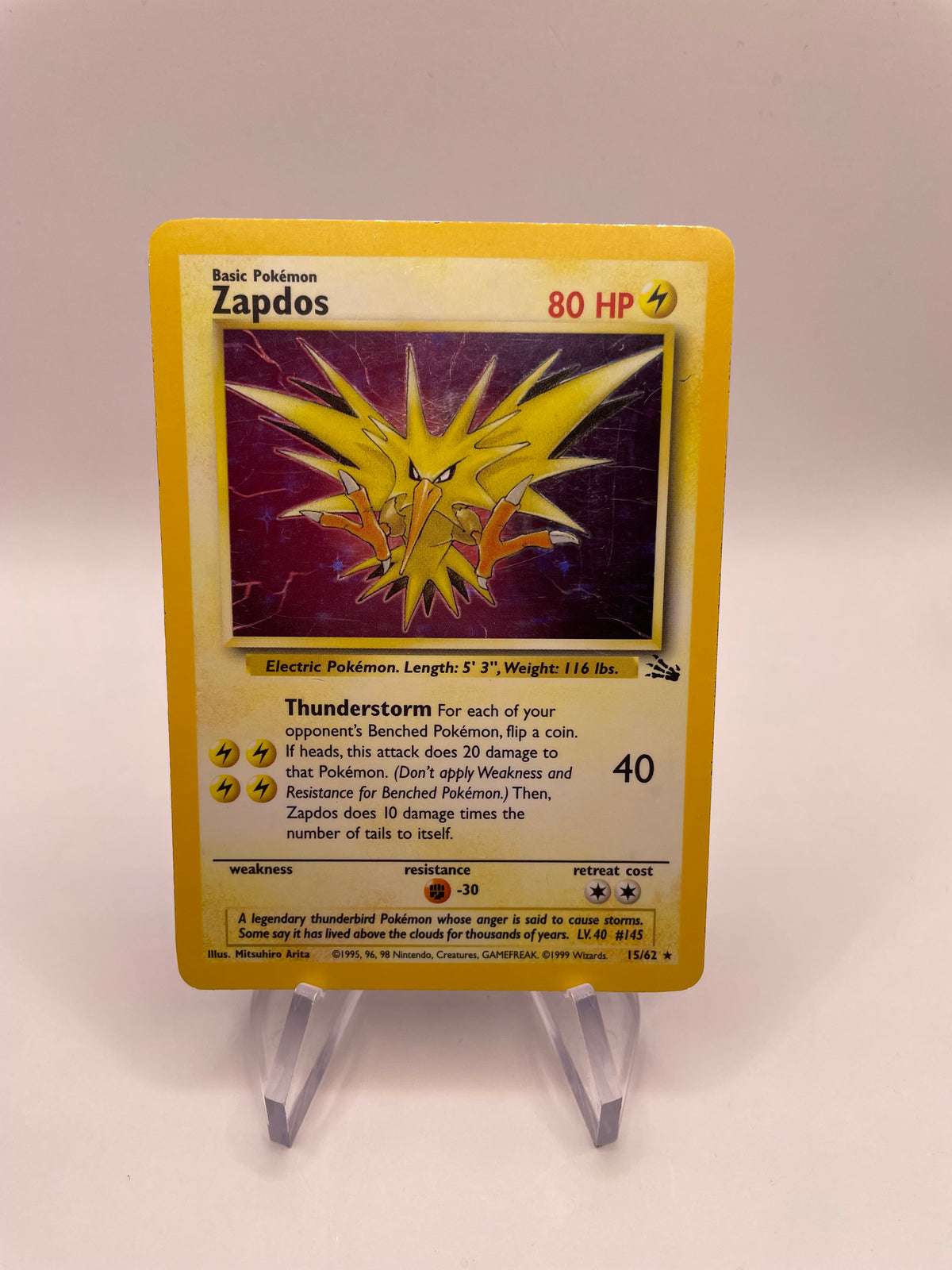 Pokemon Karte Holo Zapdos 15/62 Englisch