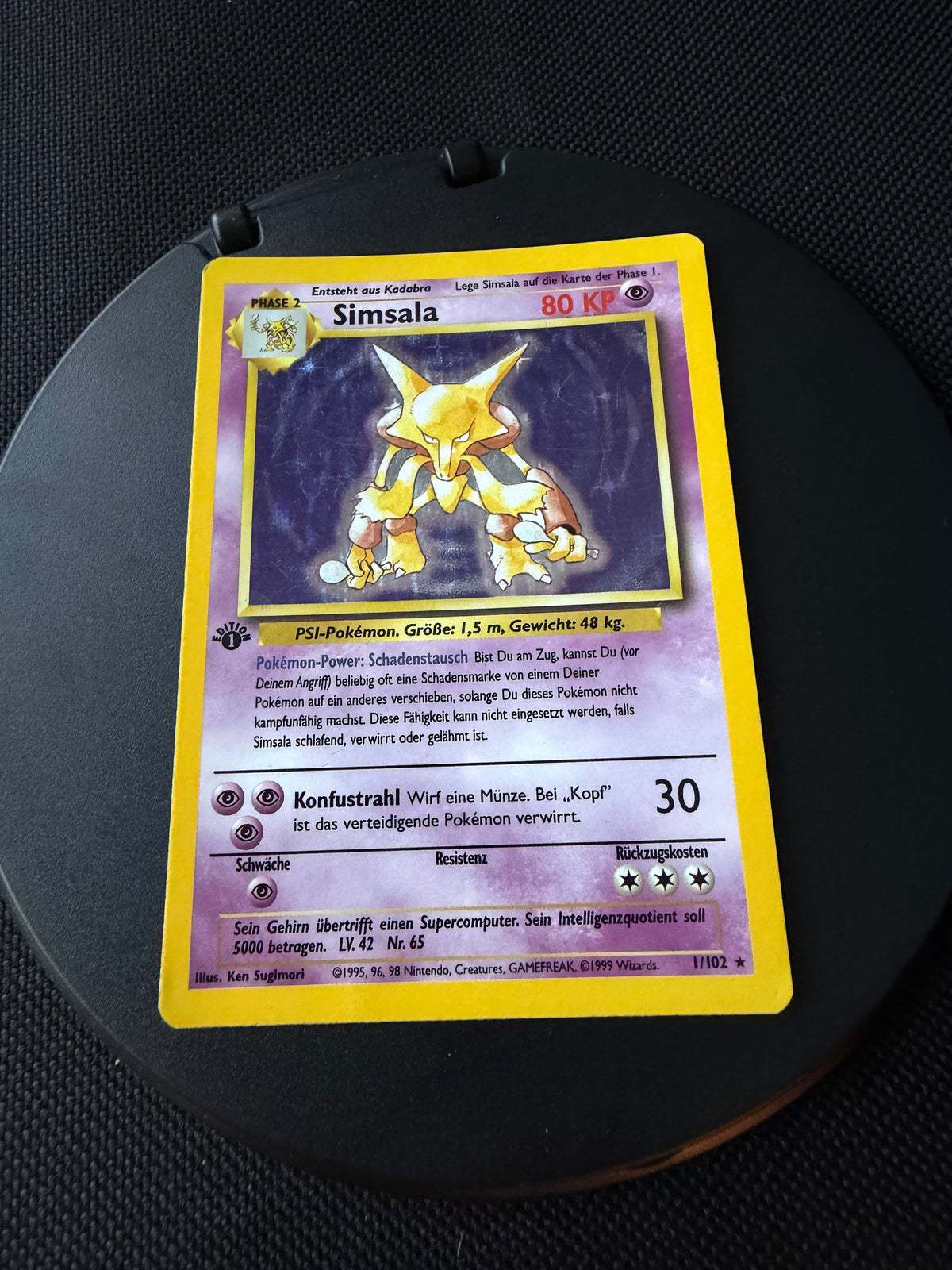 Pokemon Karte 1. Edition Holo Simsala 1/102 Deutsch