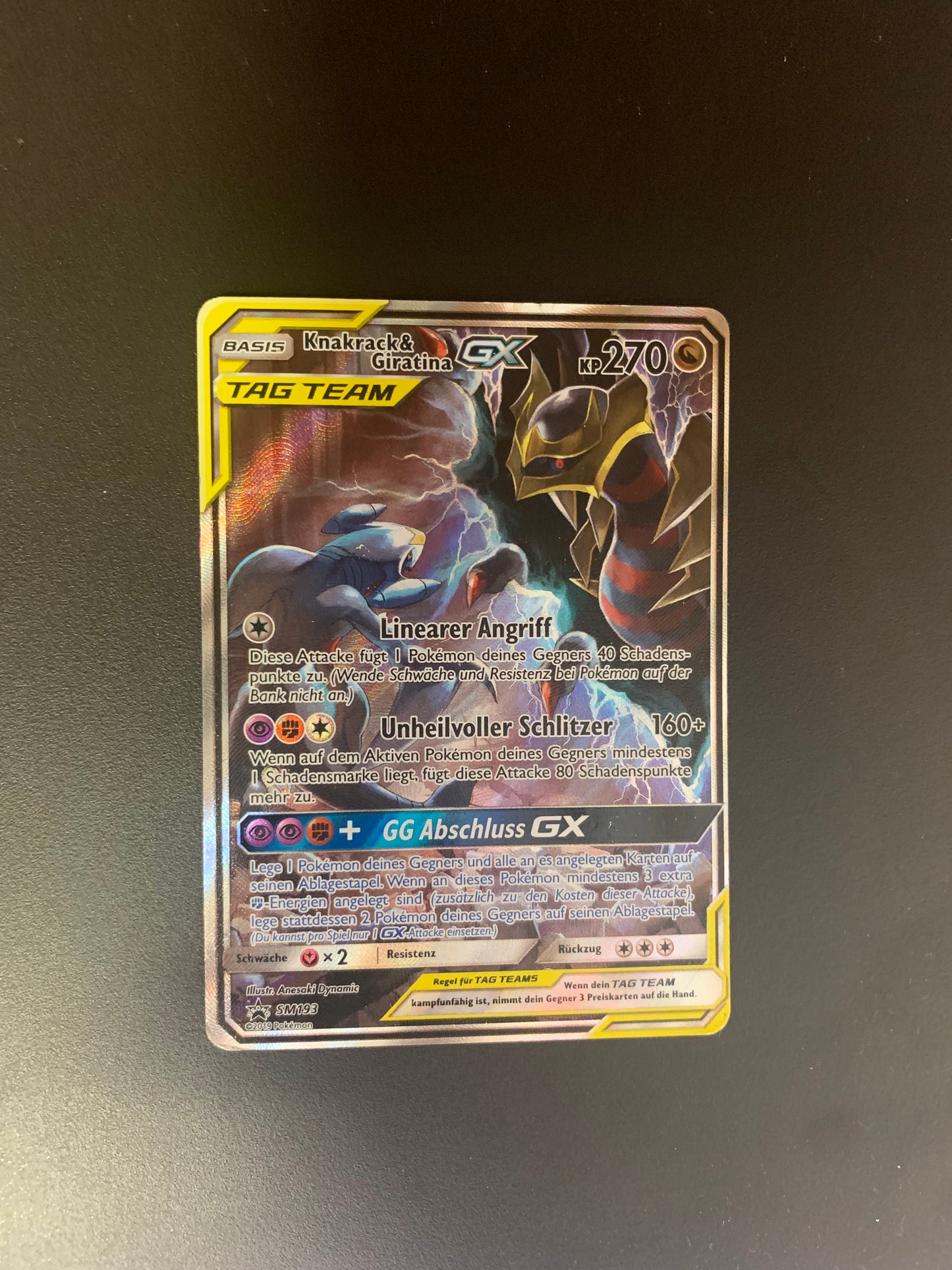 Pokemon Karte GX Tag Team Promo Knakrack&Giratina SM193 Deutsch