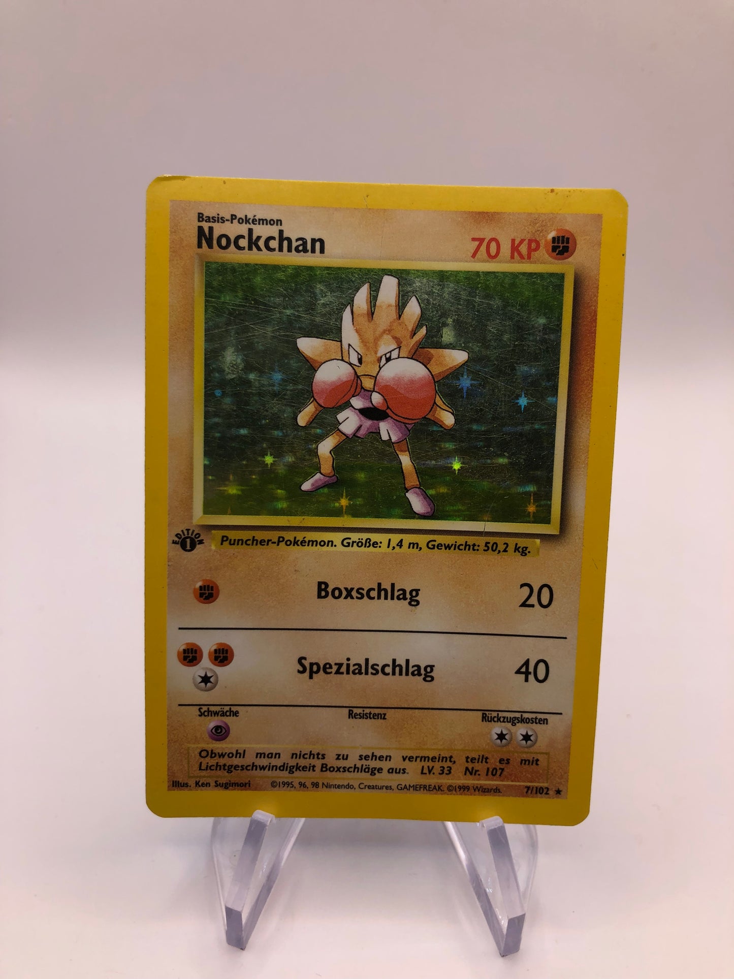 Pokemon Karte Holo 1.Edition Nockchan 7/102 Deutsch
