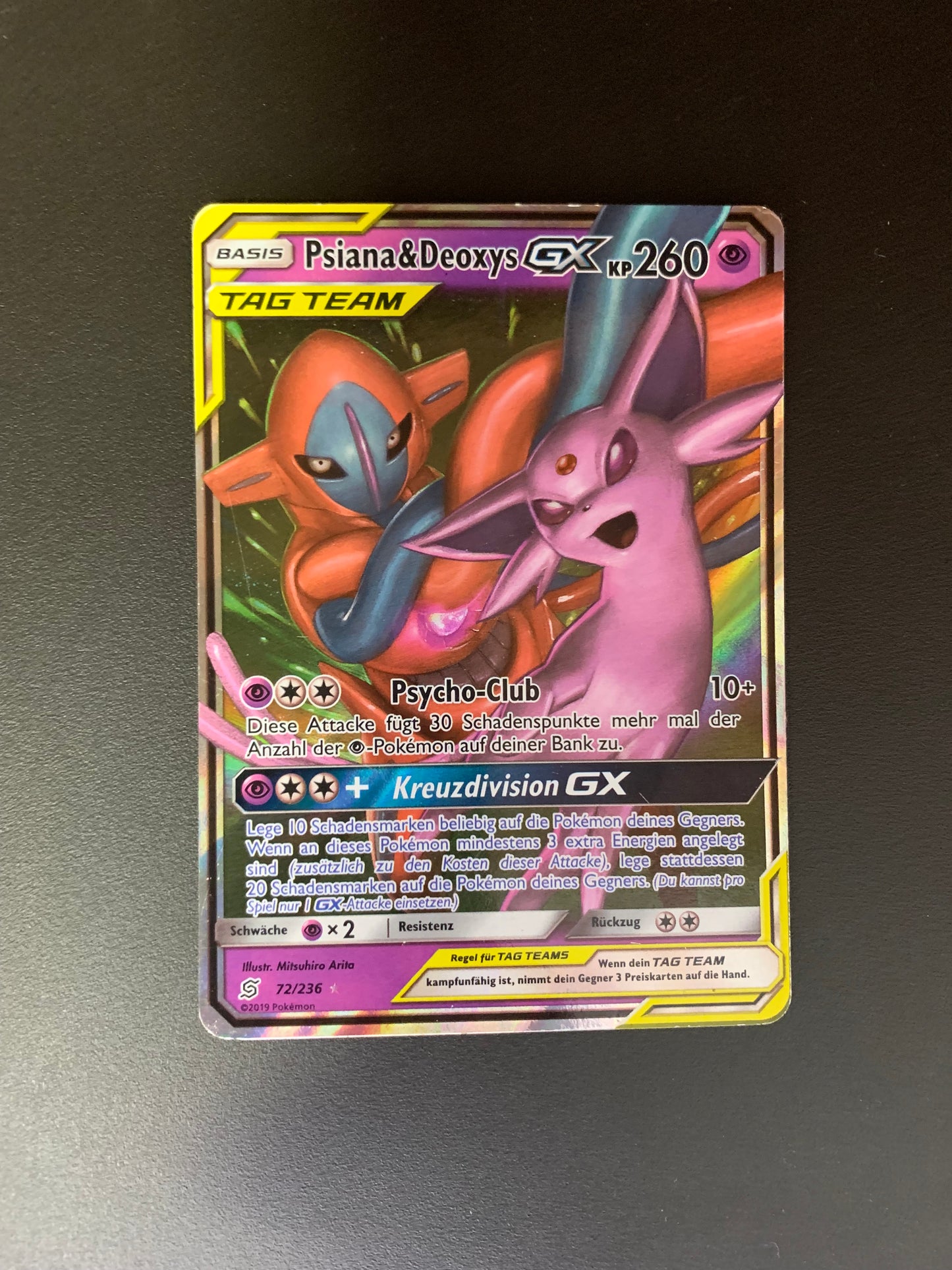 Pokémon Karte GX Tag Team Psiana&Deoxys 72/236 Deutsch