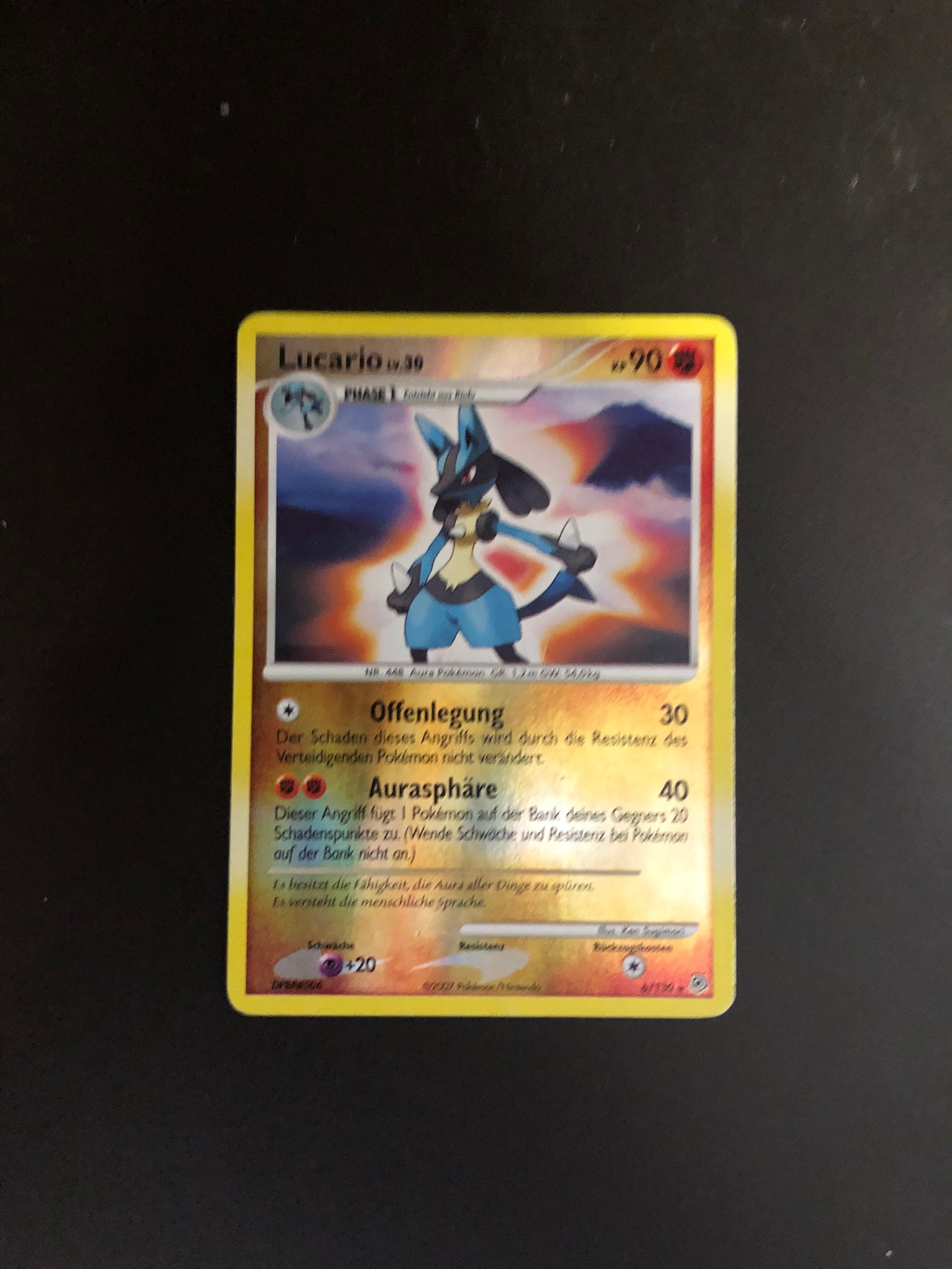 Pokemon Karte Revers Lucario 6/130 Deutsch