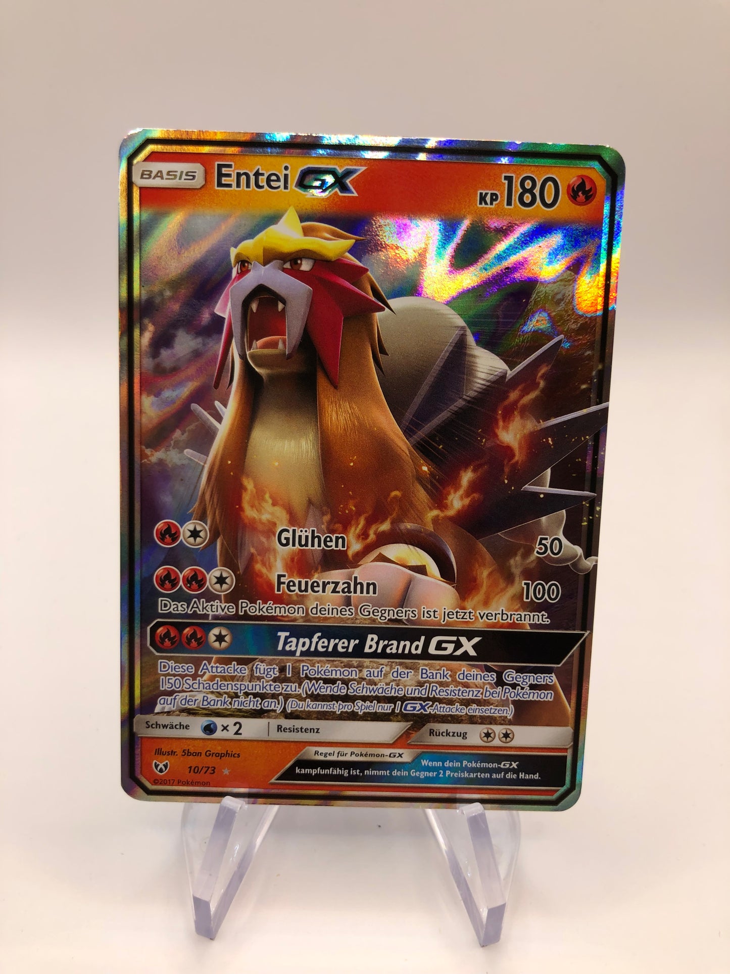 Pokemon Karte GX Entei 10/73 Deutsch
