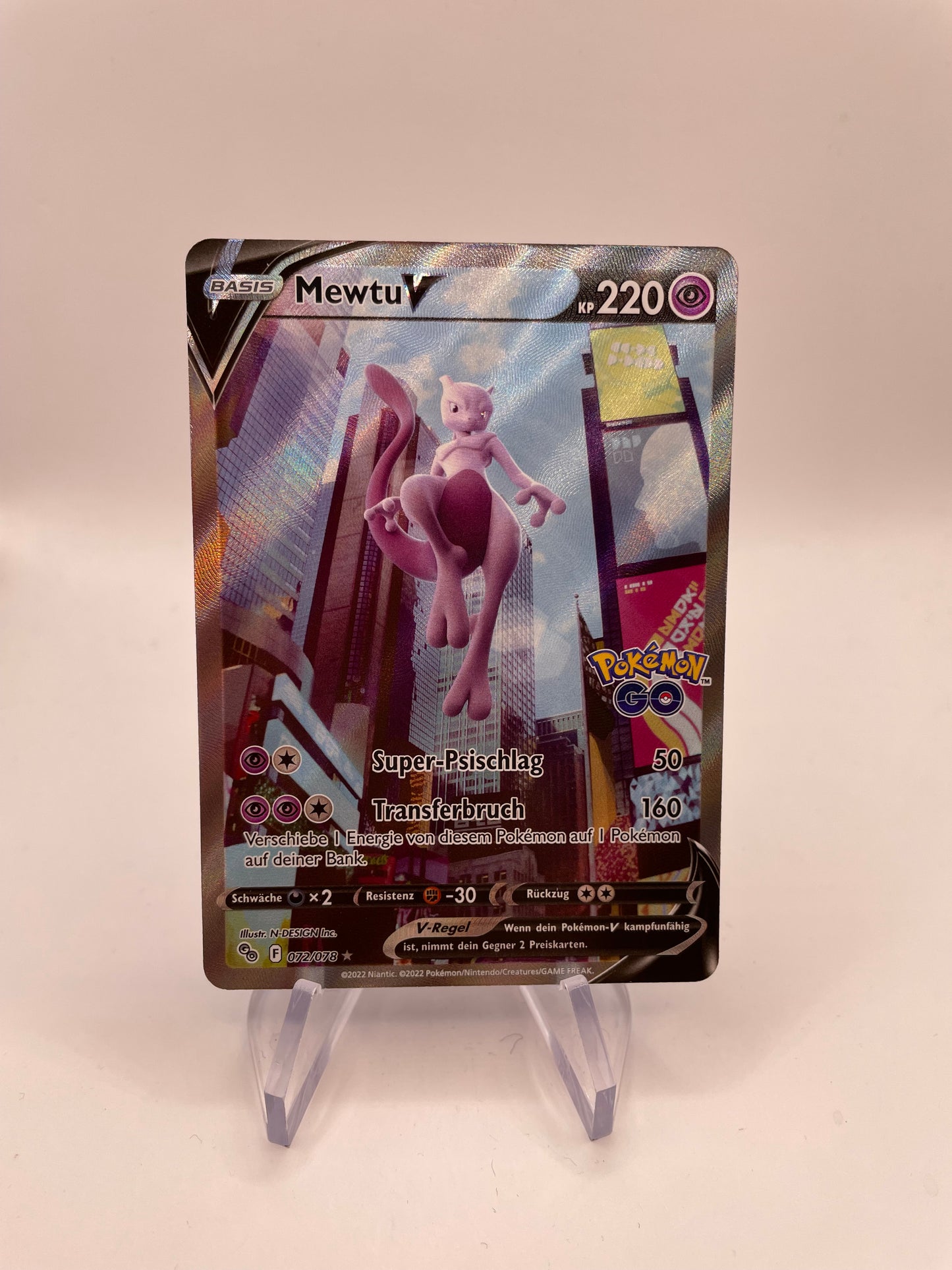 Pokemon Karte V Mewtu 72/78 Deutsch