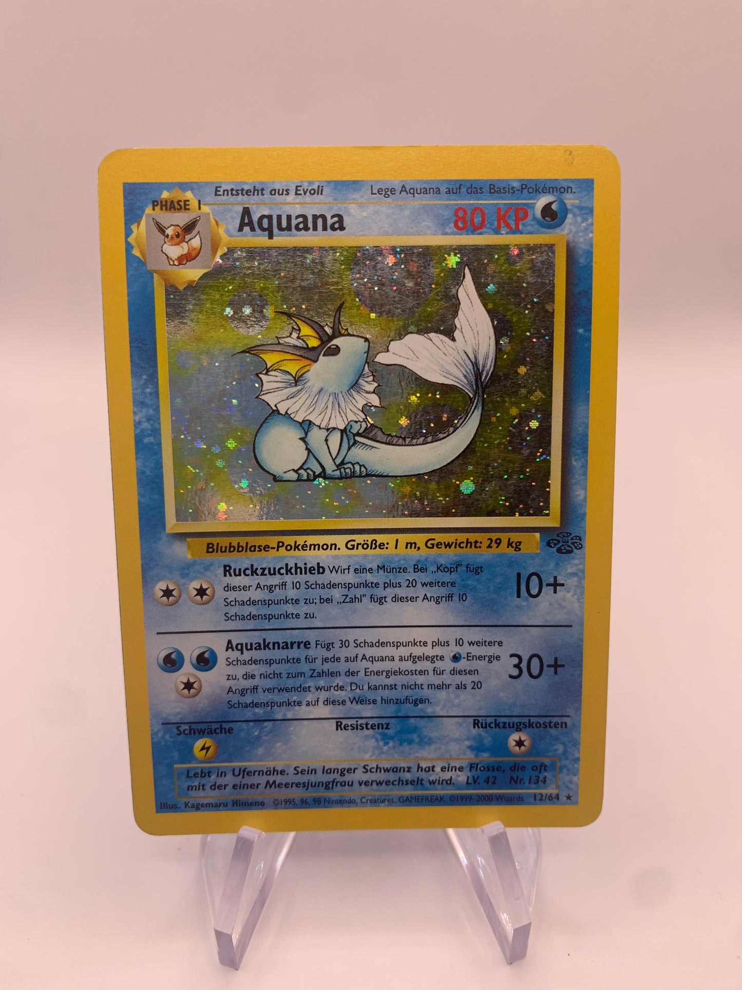 Pokemon Karte Jungel Holo Aquana 12/64 Deutsch