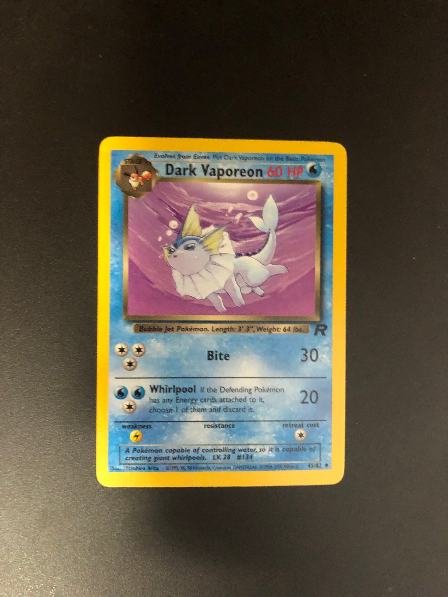 Pokemon Karte Rocket Dunkles Aquana 45/82 Englisch