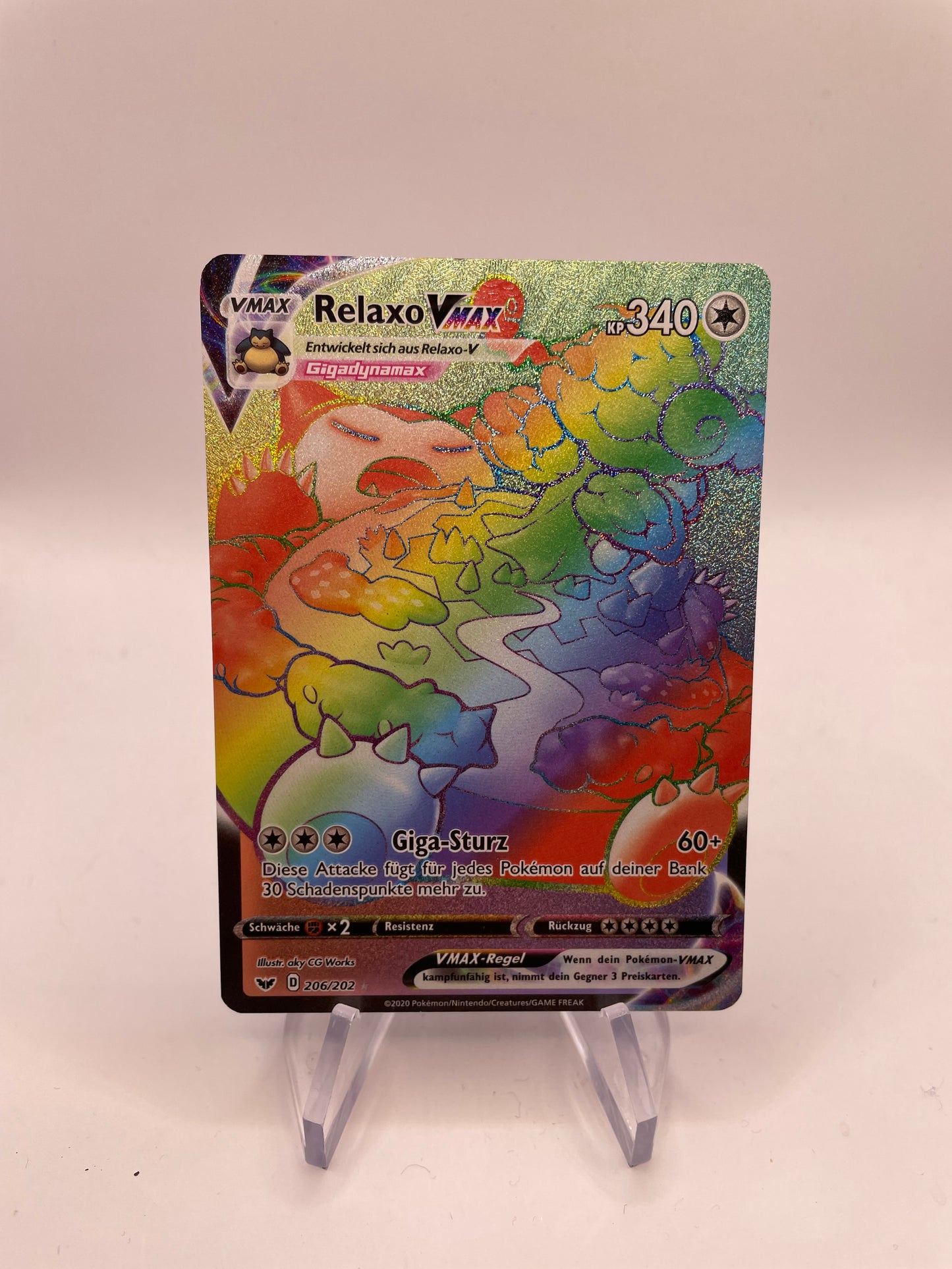 Pokemon Karte Vmax Rainbow Relaxo 206/202 Deutsch