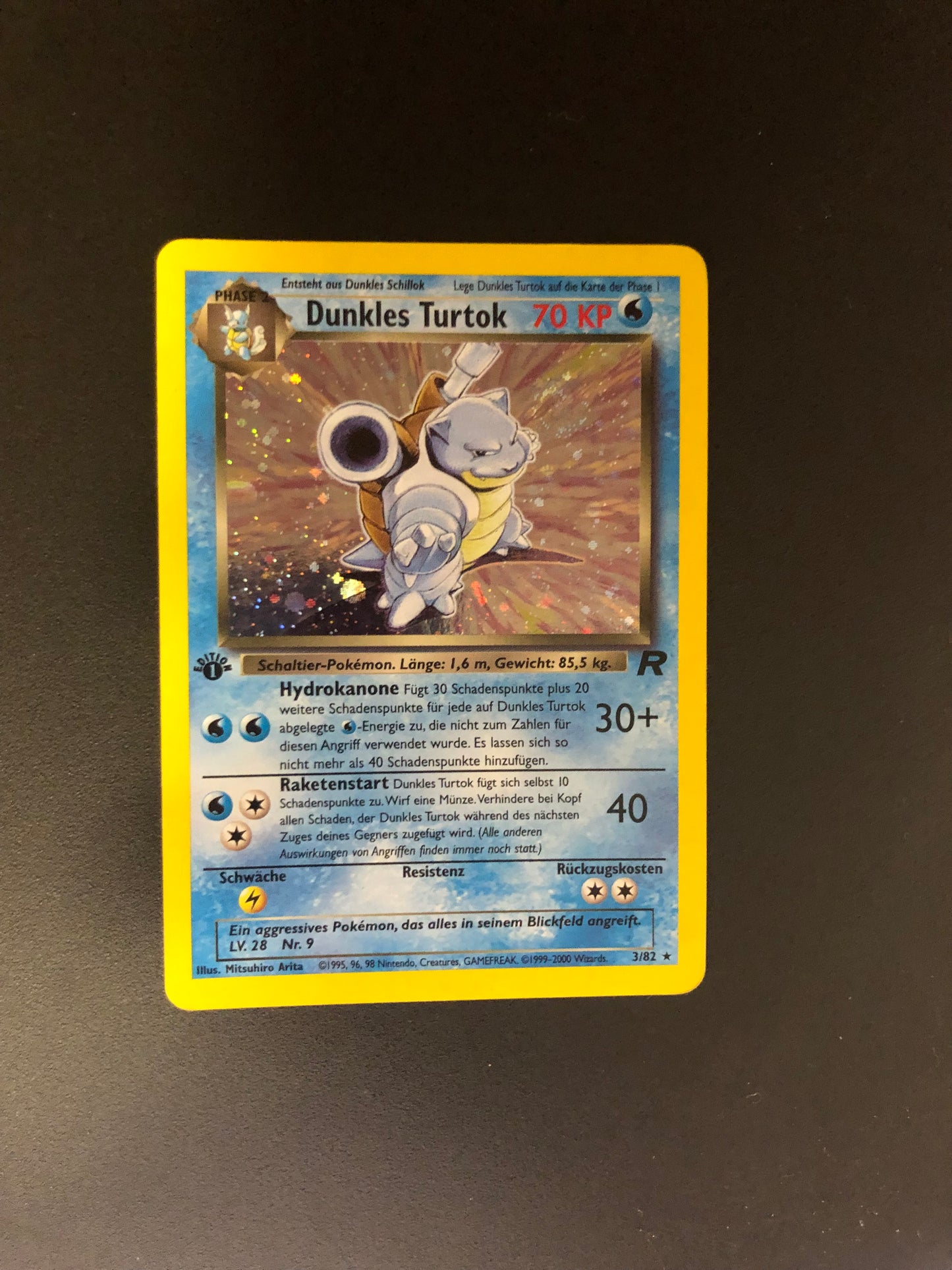 Pokemon Karten Holo 1st Edition Dunkles Turtok 3/82 Deutsch