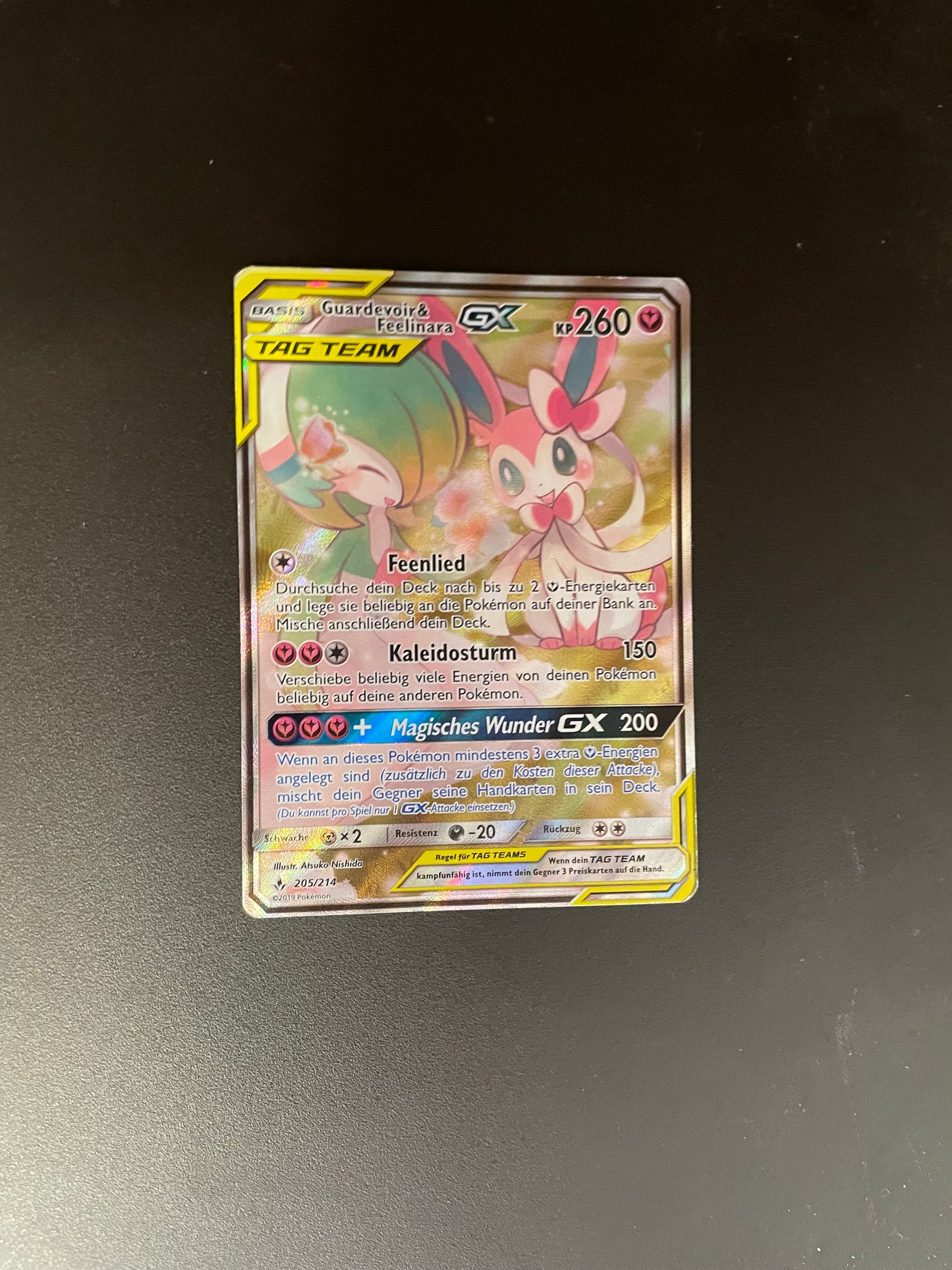 Pokemon Karte GX Tag Team Guardevoir & Feelinara 205/214 Deutsch