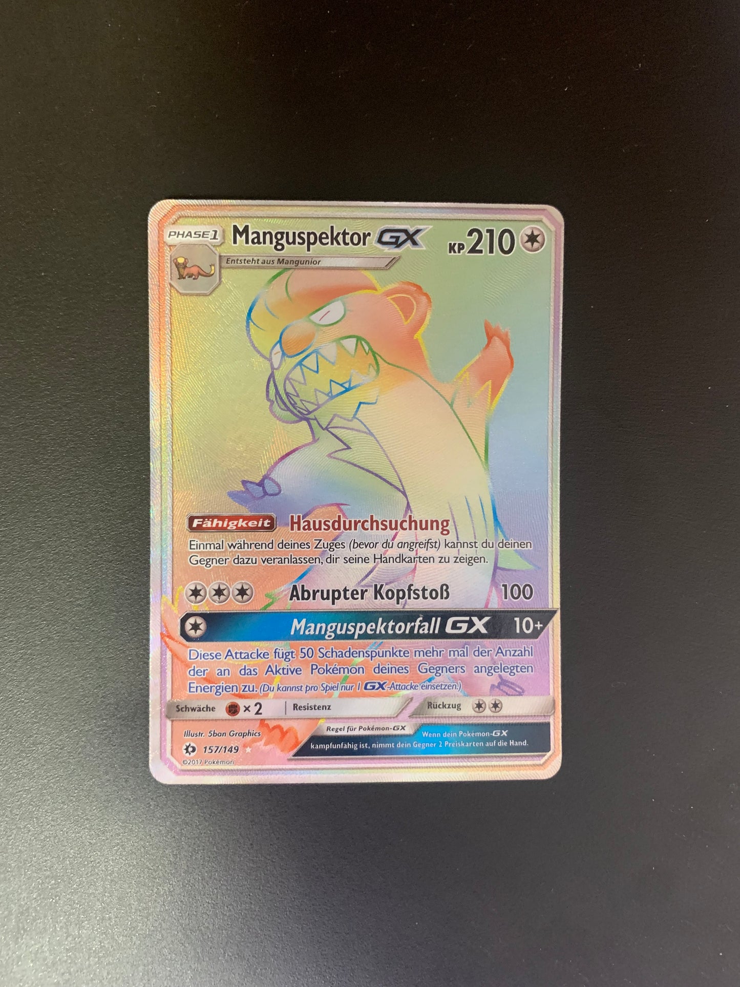 Pokemon Karte Gx Rainbow Manguspektor 157/149 Deutsch