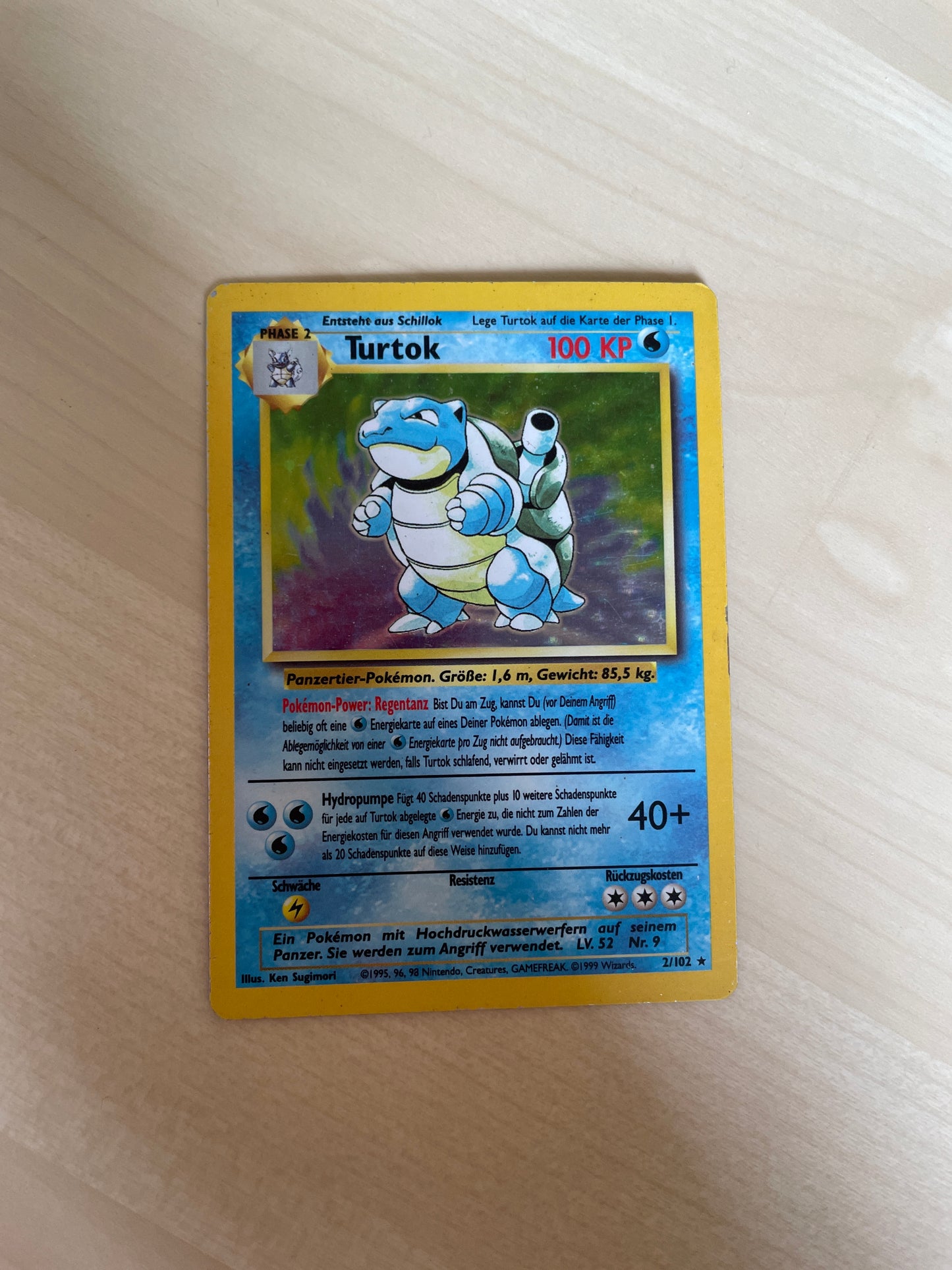 Pokemon Karte Holo Base Set Turtok 2/102 Deutsch
