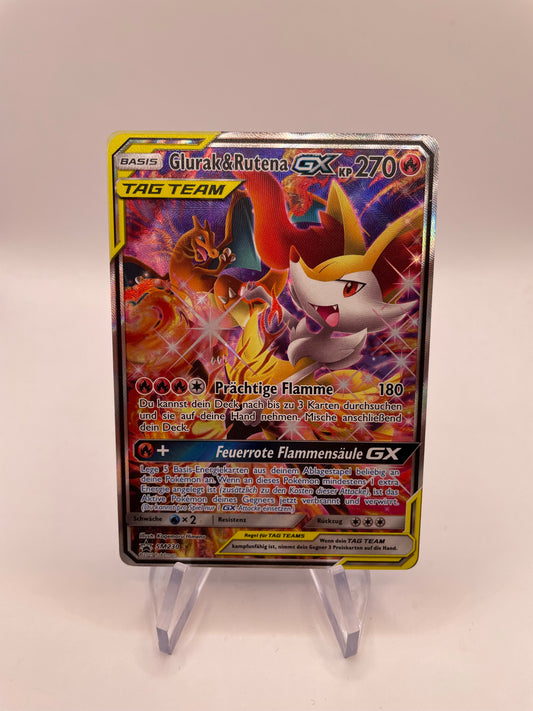 Pokemon Karte Tag Team GX Promo Glurak & Rutena SM230 Deutsch