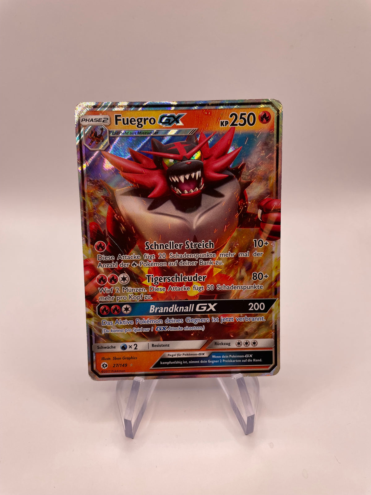 Pokemon Karte GX Fuegro 27/149 Deutsch