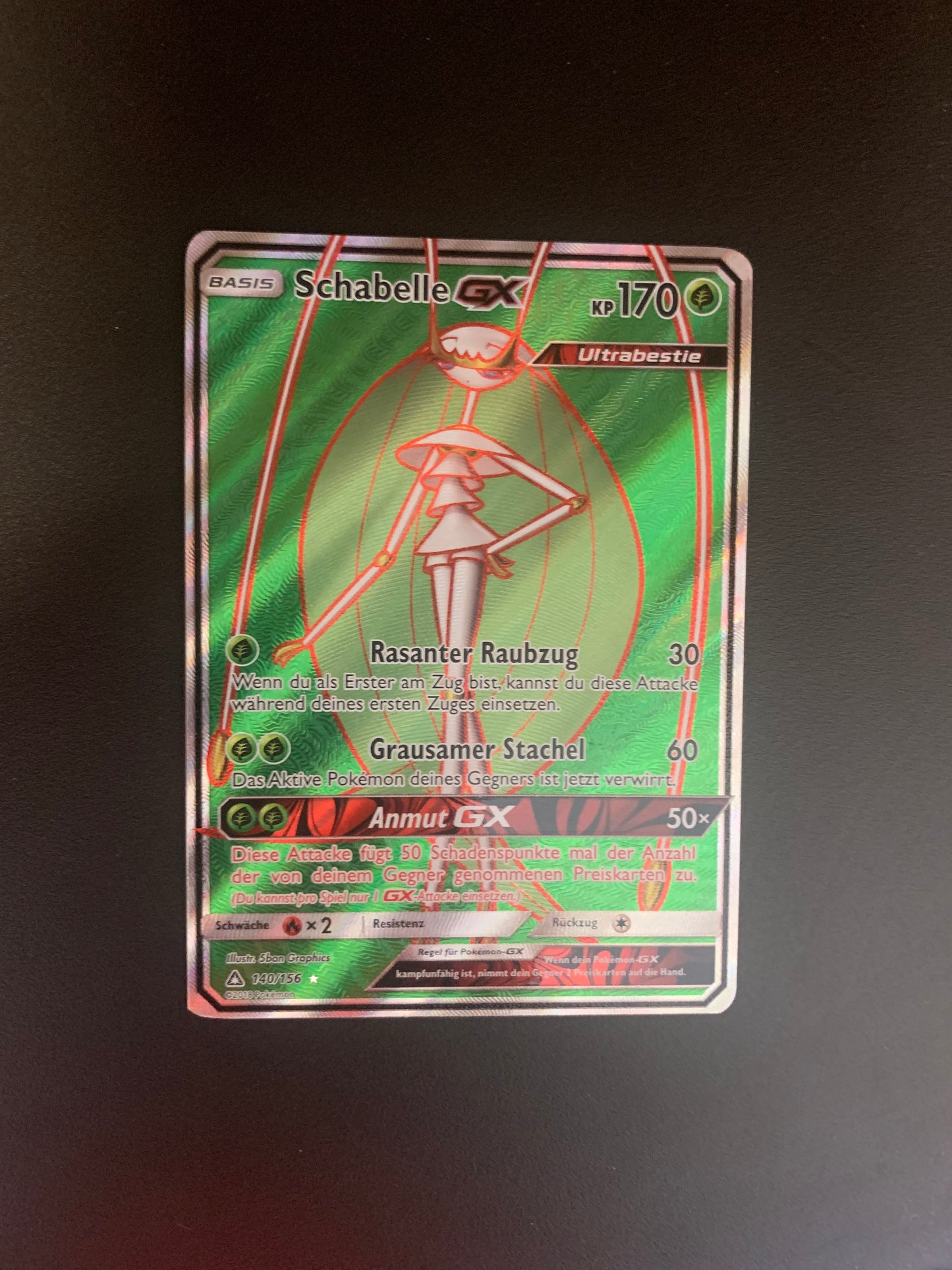 Pokemon Karte Gx Fullart Schabelle 140/156 Deutsch