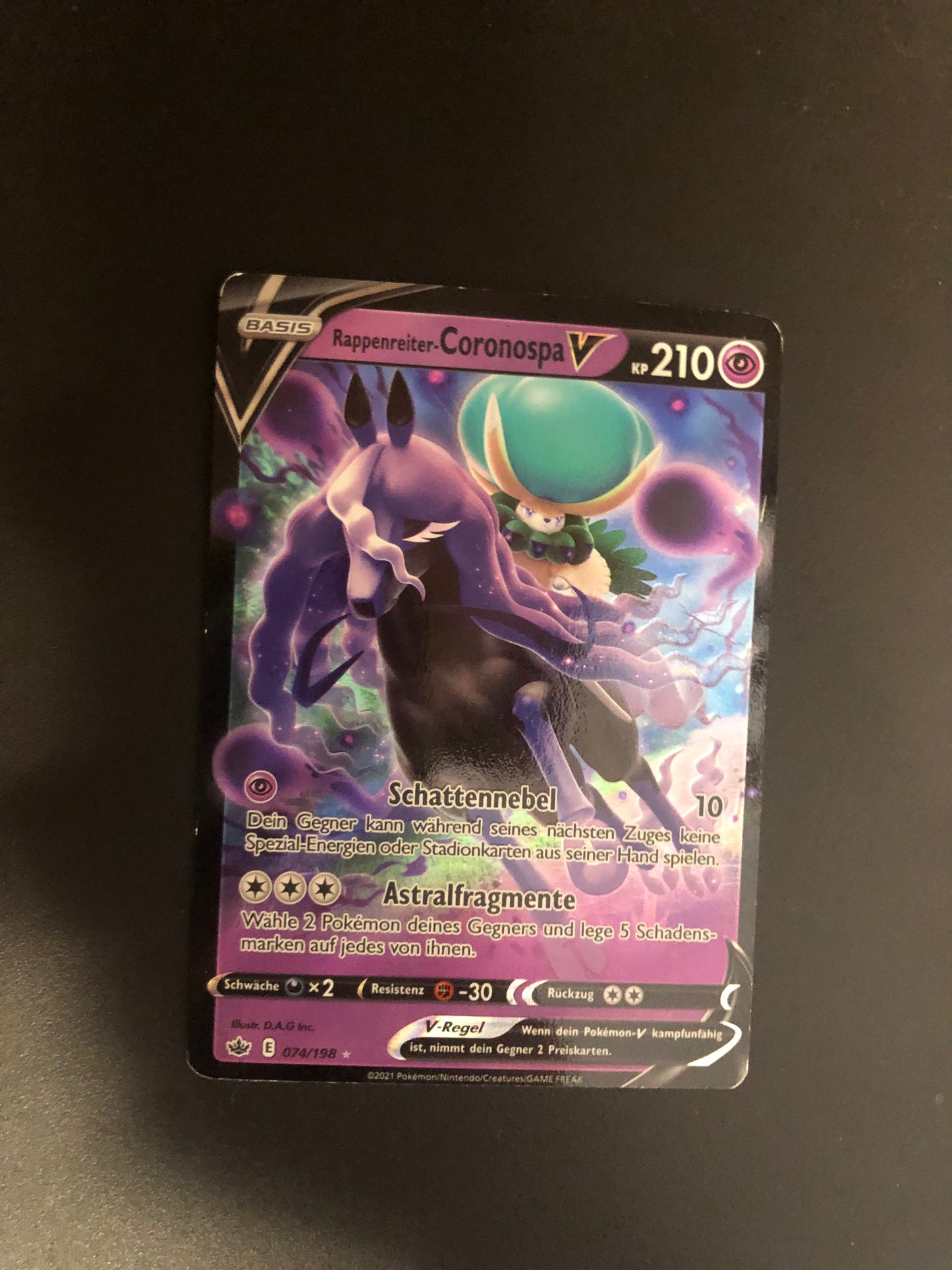 Pokemon Karte V Rappenreiter Coronospa 74/198 Deutsch