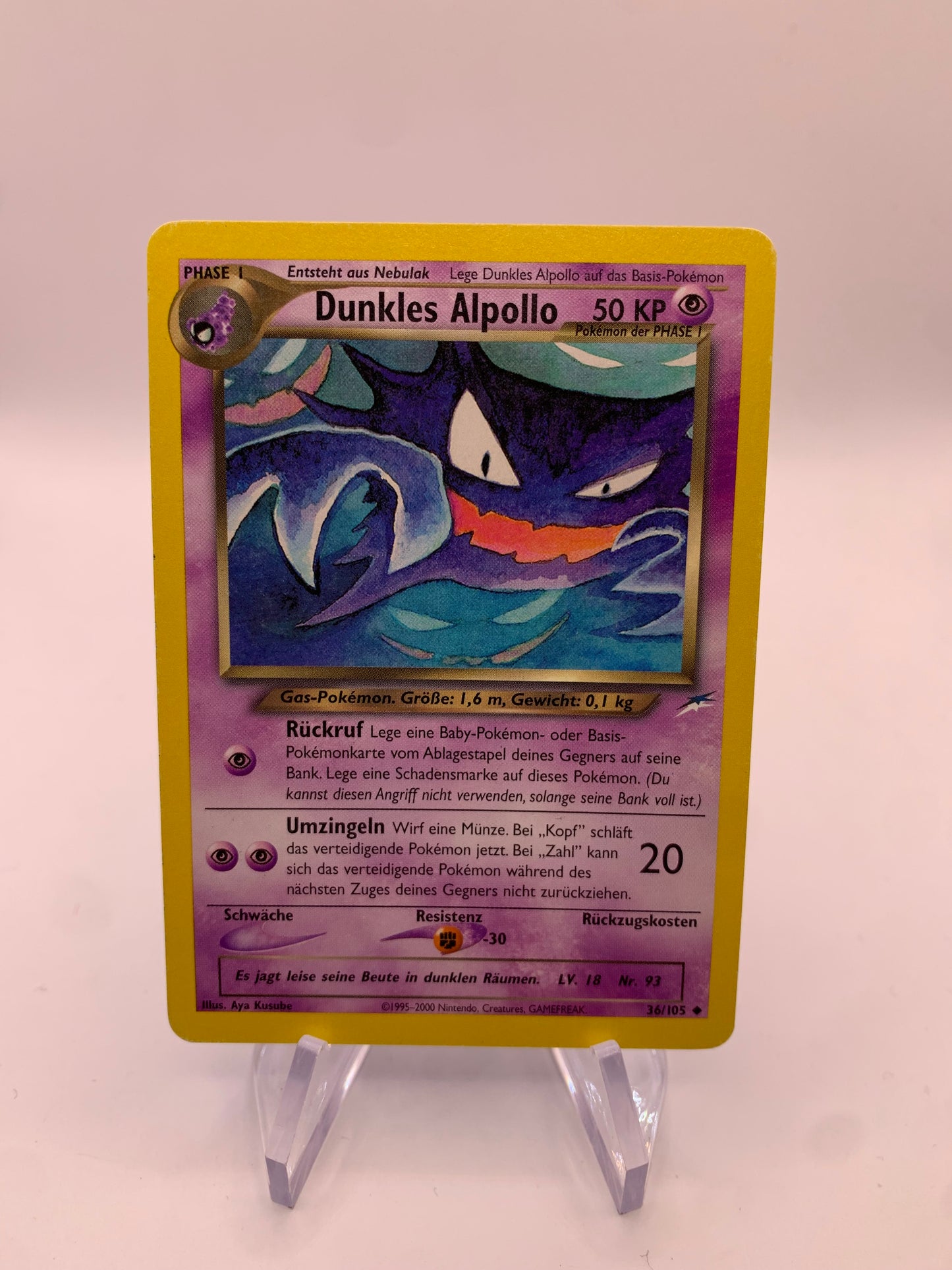 Pokemon Karte Dunkles Alpollo 36/105 Neo Destiny Deutsch