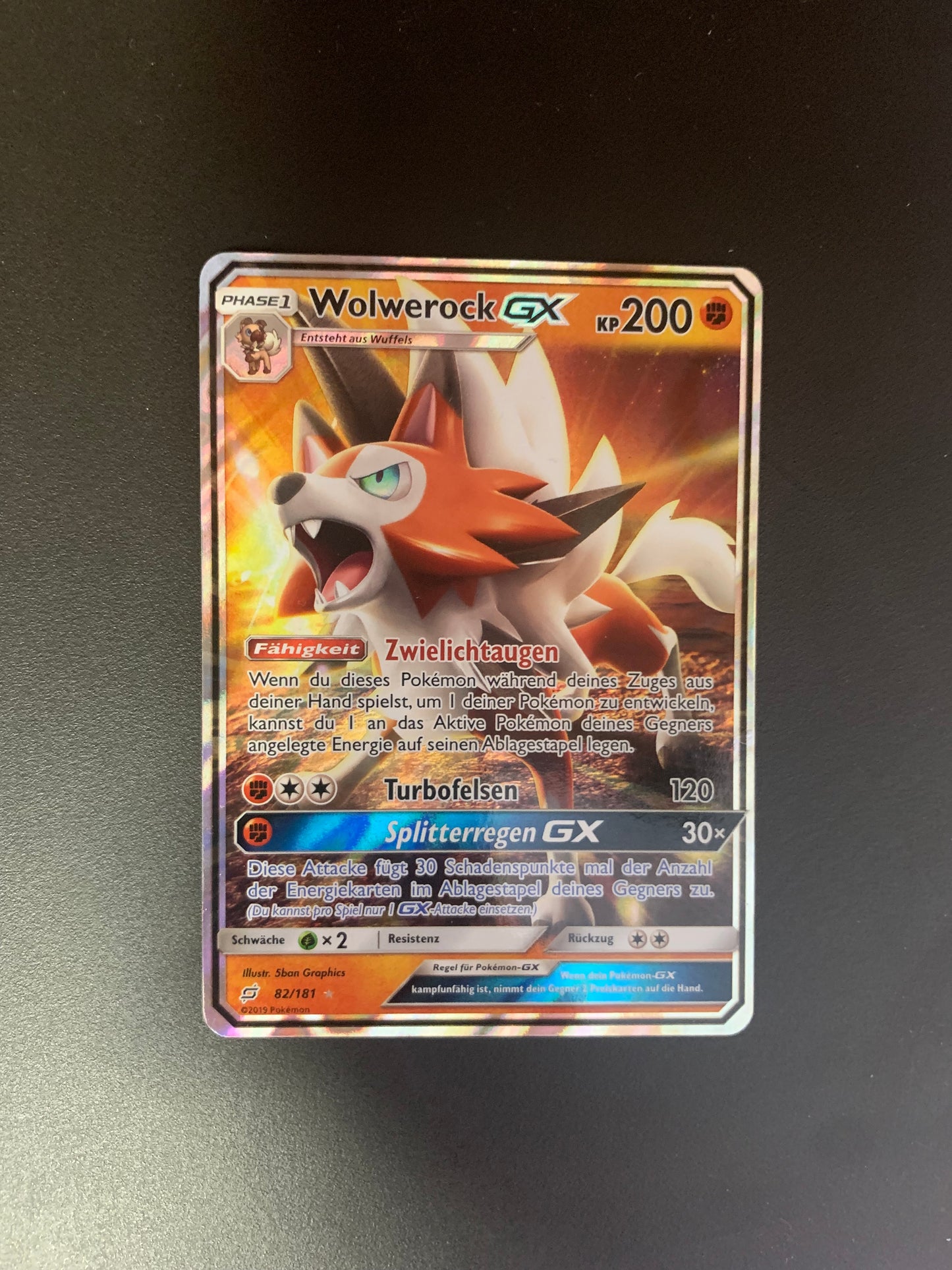 Pokemon Karte GX Wolwerock 82/181 Deutsch