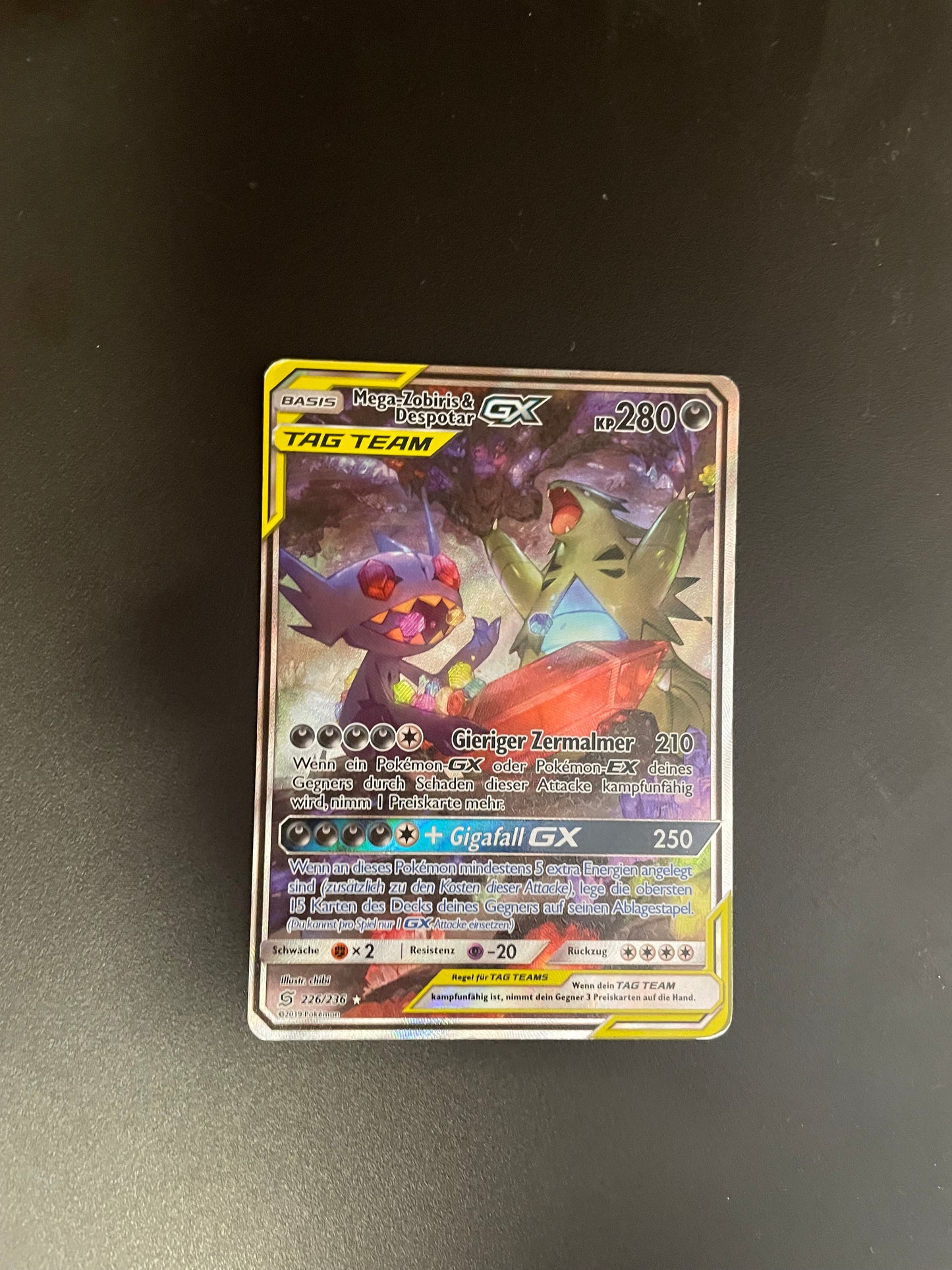 Pokemon Karte GX Tag Team Mega Zorbiris & Despotar 226/236 Deutsch