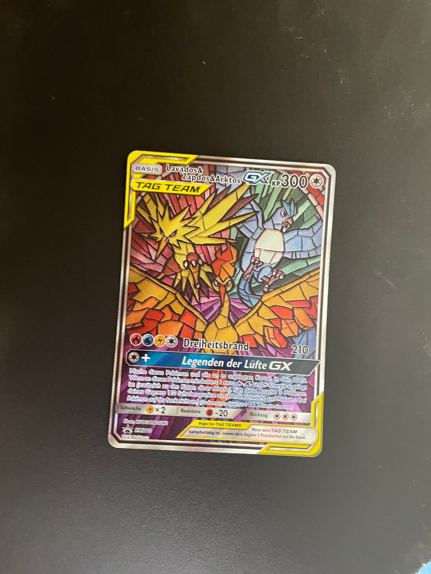 Pokemon Karte GX Tag Team Promo Lavados&Zapdos&Arktos SM210 Deutsch