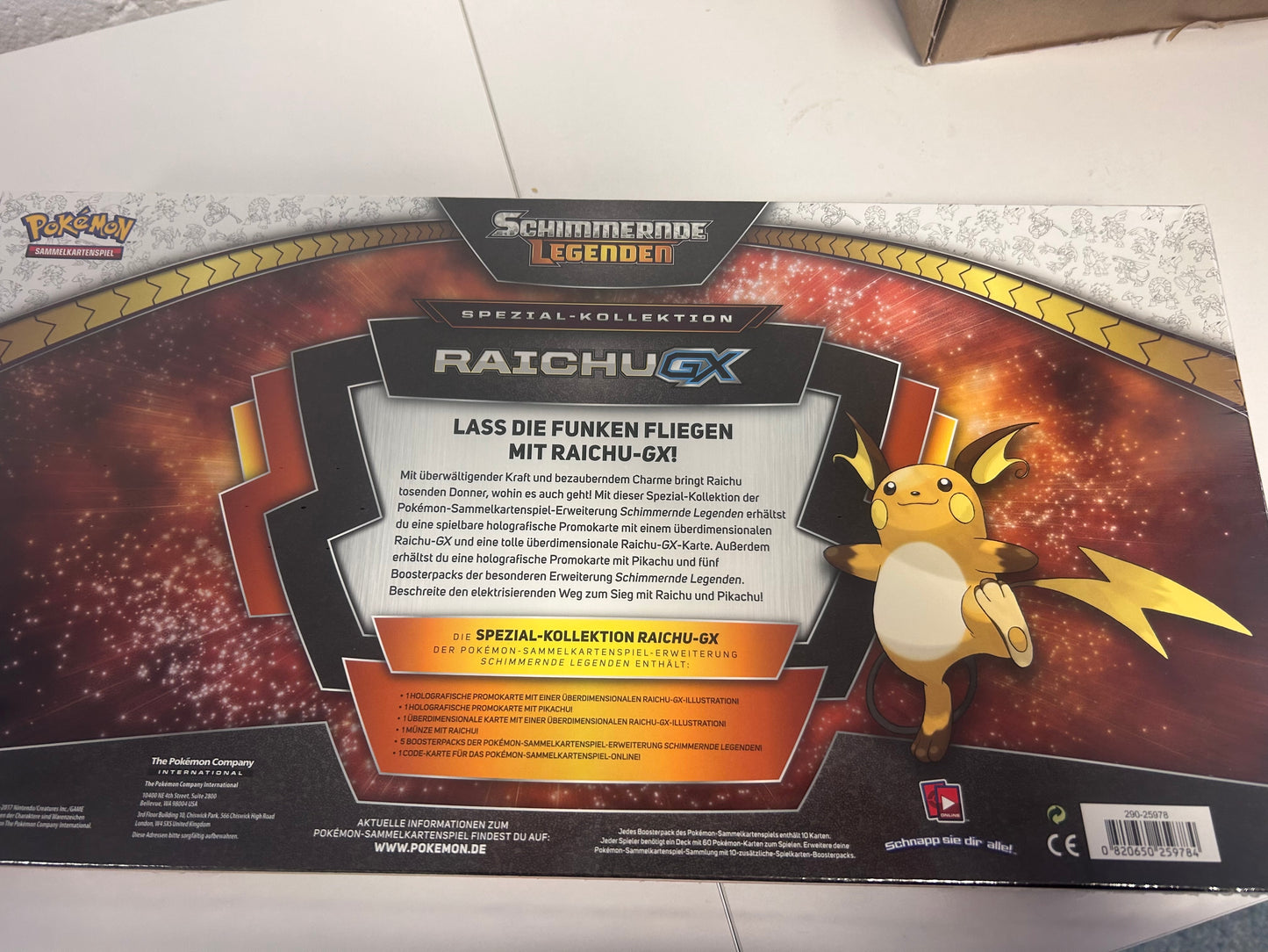 Pokemon Karten OVP Spezial-Kollektion Raichu GX Schimmernde Legenden Deutsch