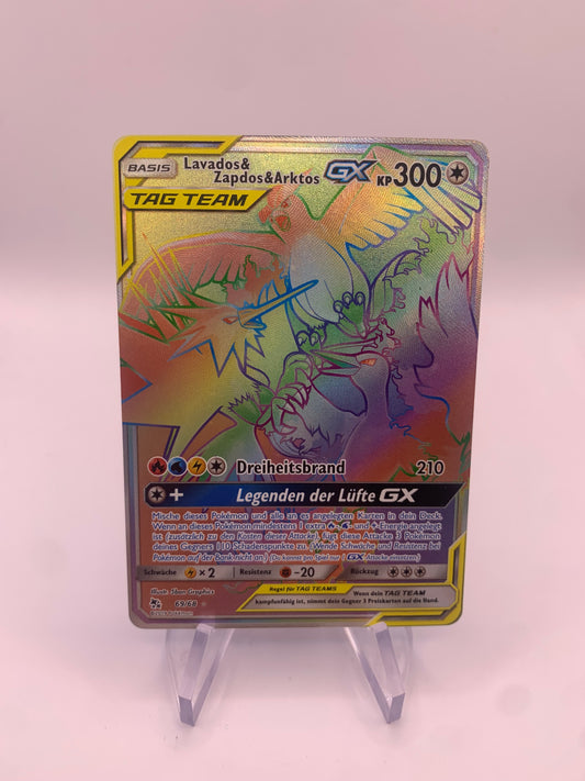 Pokemon Karte GX Rainbow Lavados&Zapdos&Arktos 69/68 Deutsch