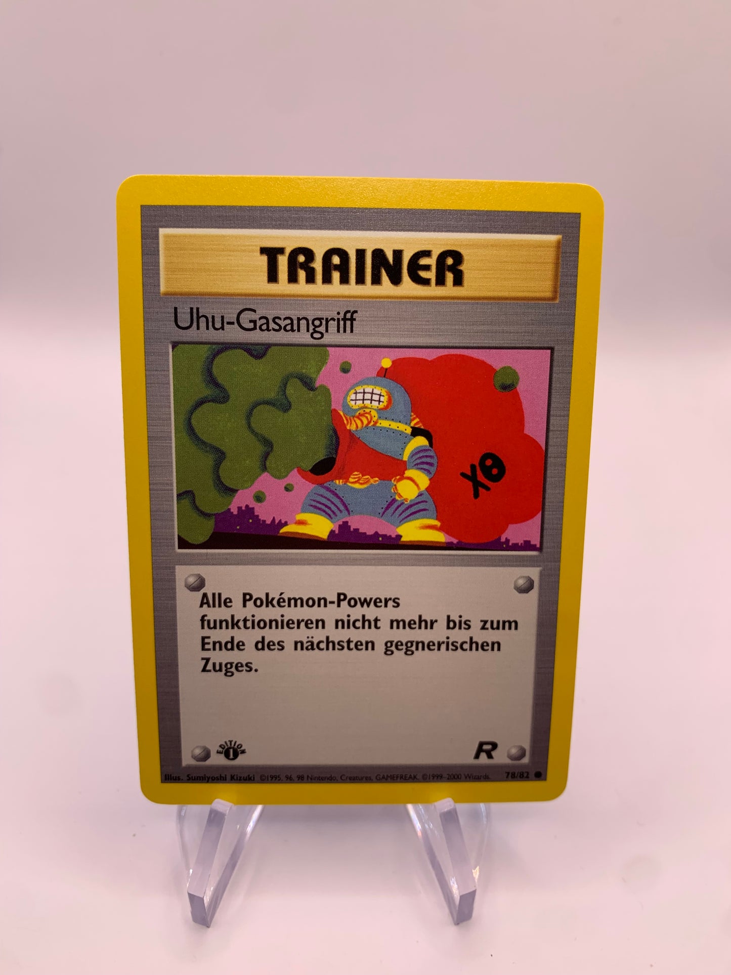 Pokemon Karte Rocket 1.Edition Trainer Uhu-Gasangriff 78/82 Deutsch