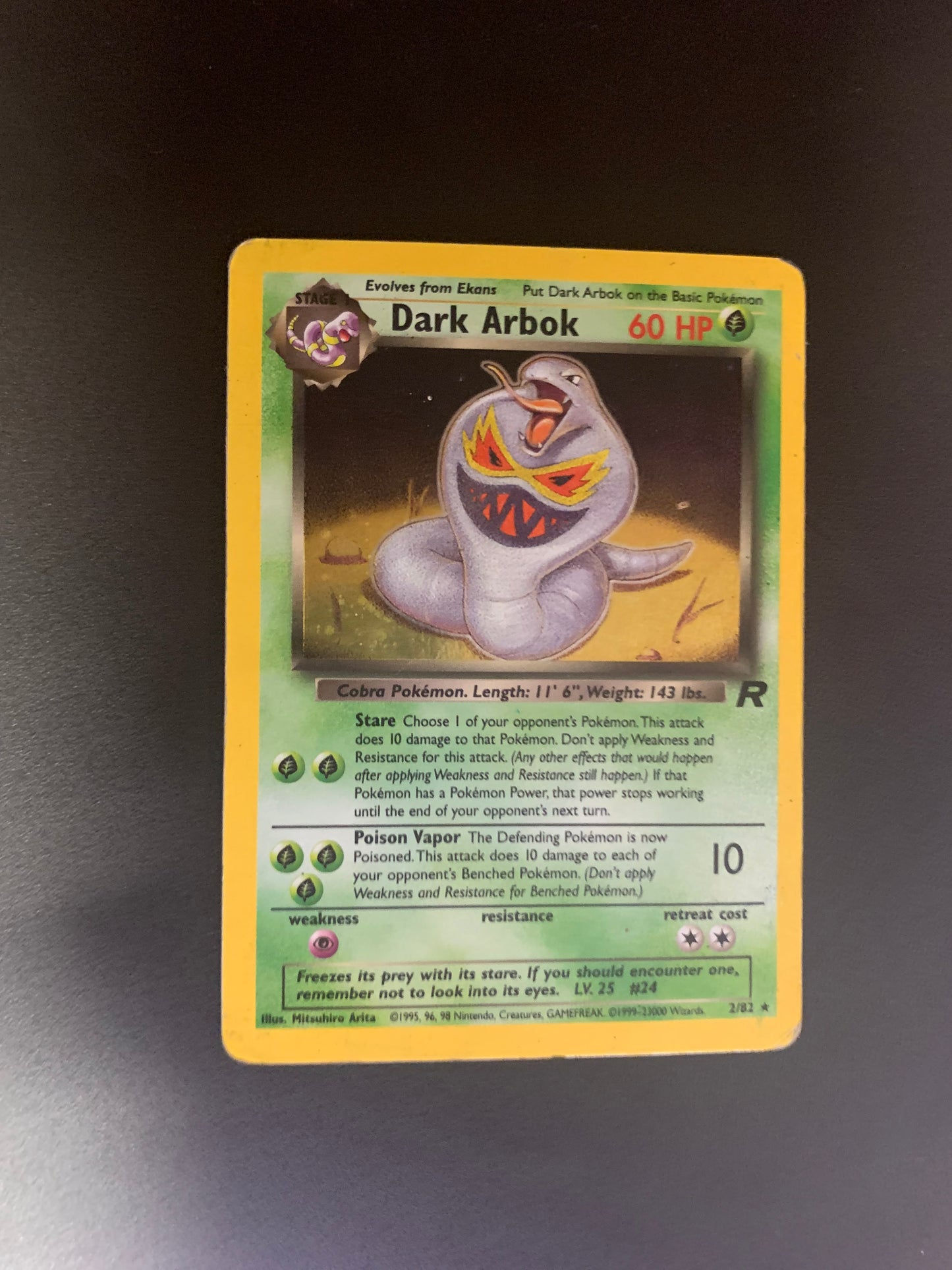 Pokemon Karte Holo Dunkles Arbok Rocket 2/82 Englisch