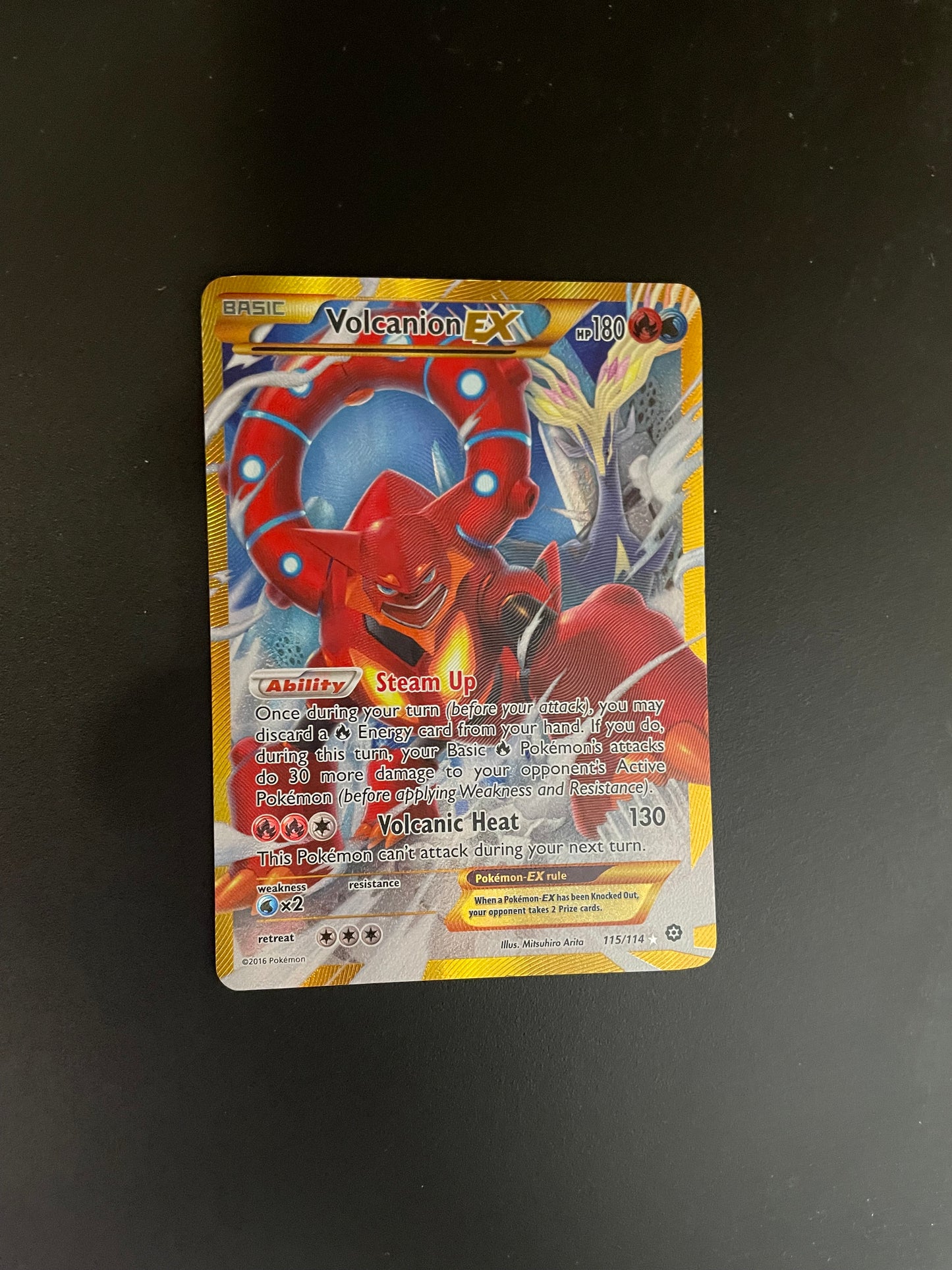 Pokemon Karte EX Gold Volcanion 115/114 Englisch