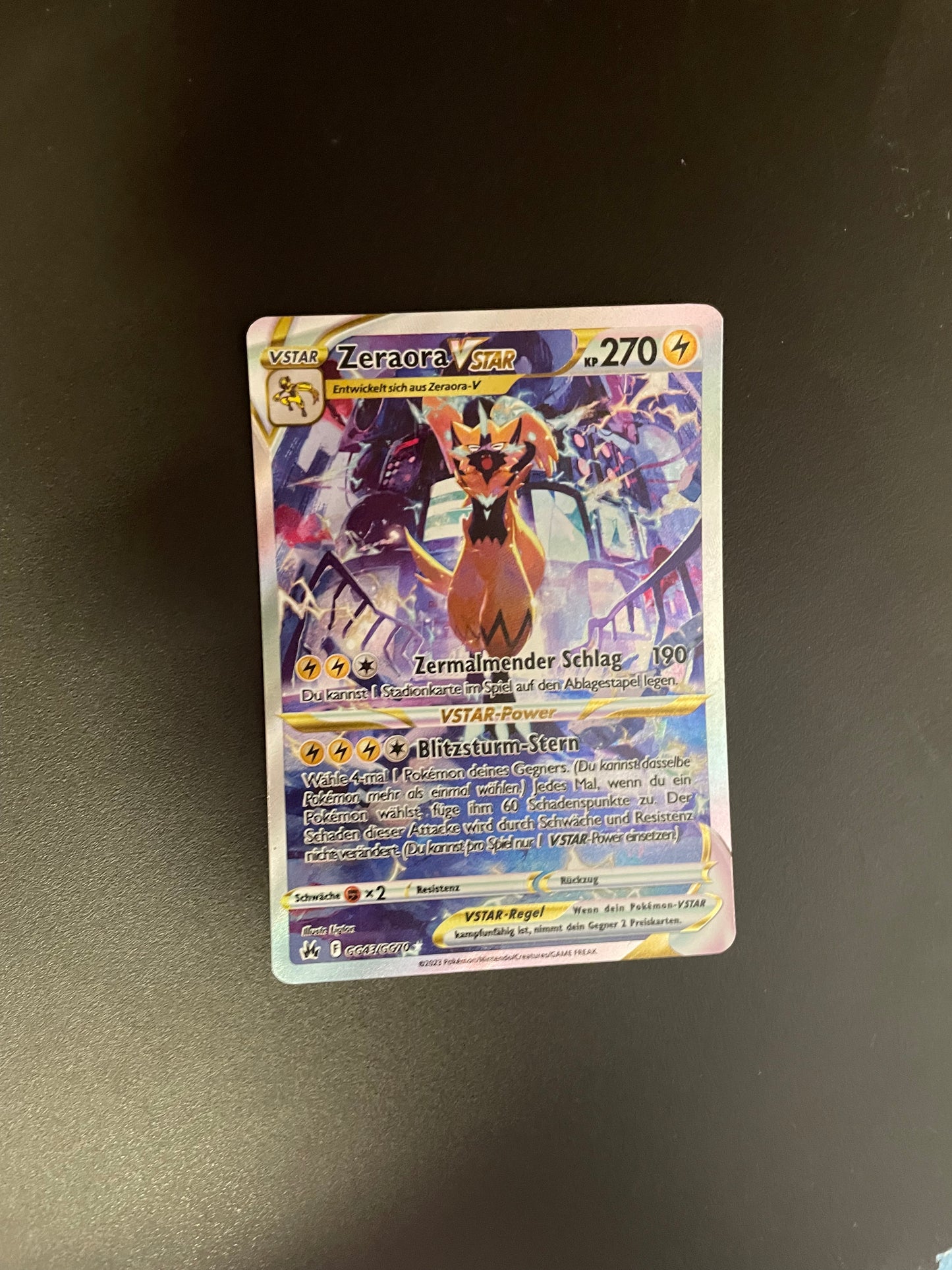 Pokemon Karte Vstar Zeraora GG43/GG70 Deutsch