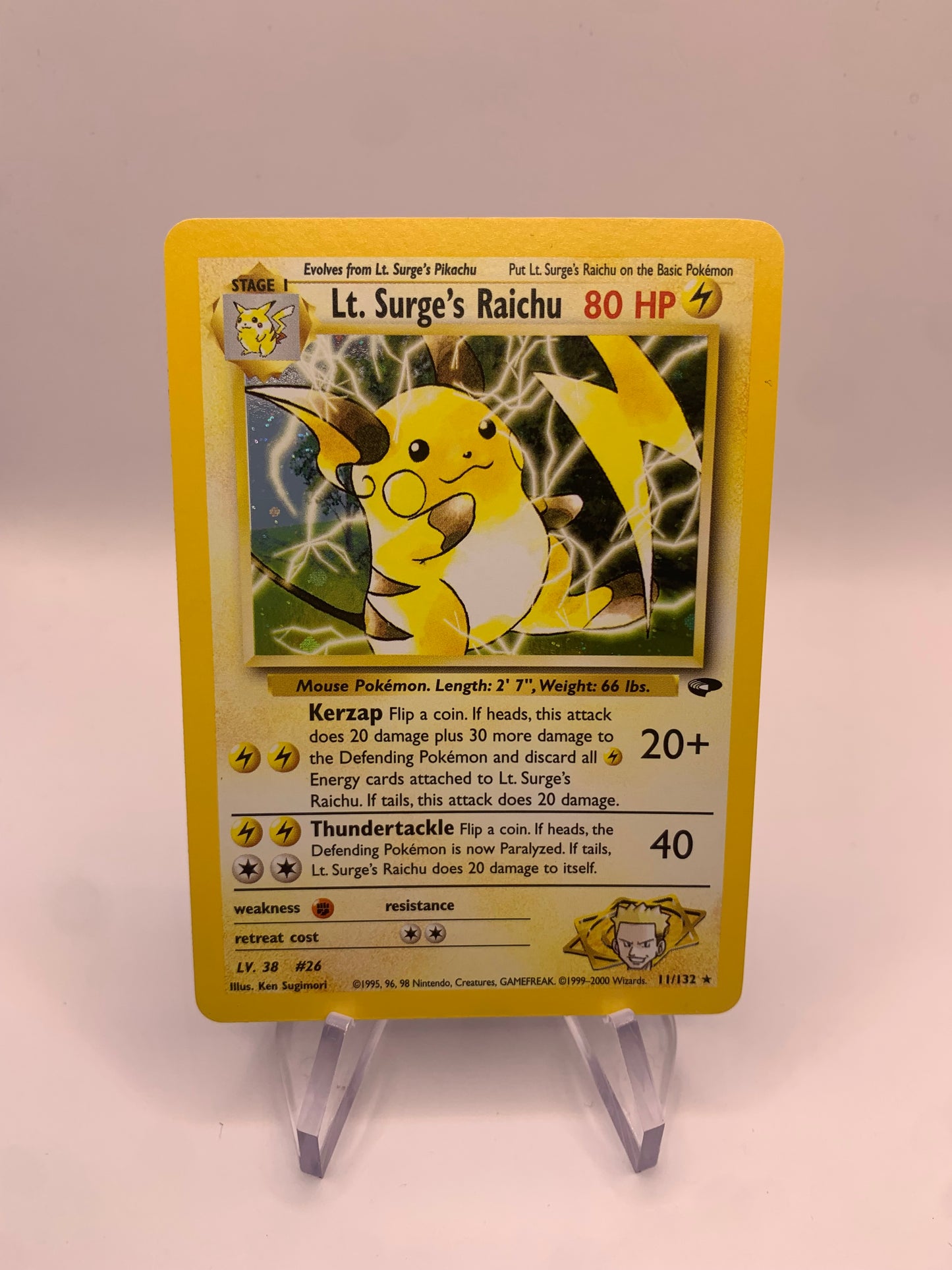 Pokemon Karte Holo Lt. Surge‘s Raichu 11/132 Englisch