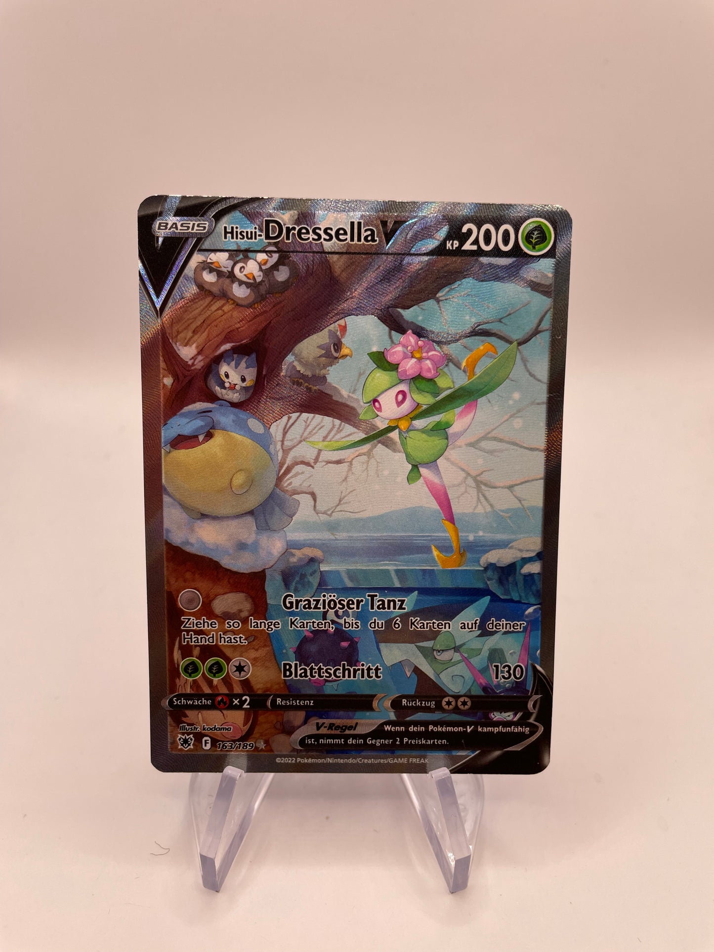 Pokemon Karte V alt Art Hisui-Dressella 163/189 Englisch