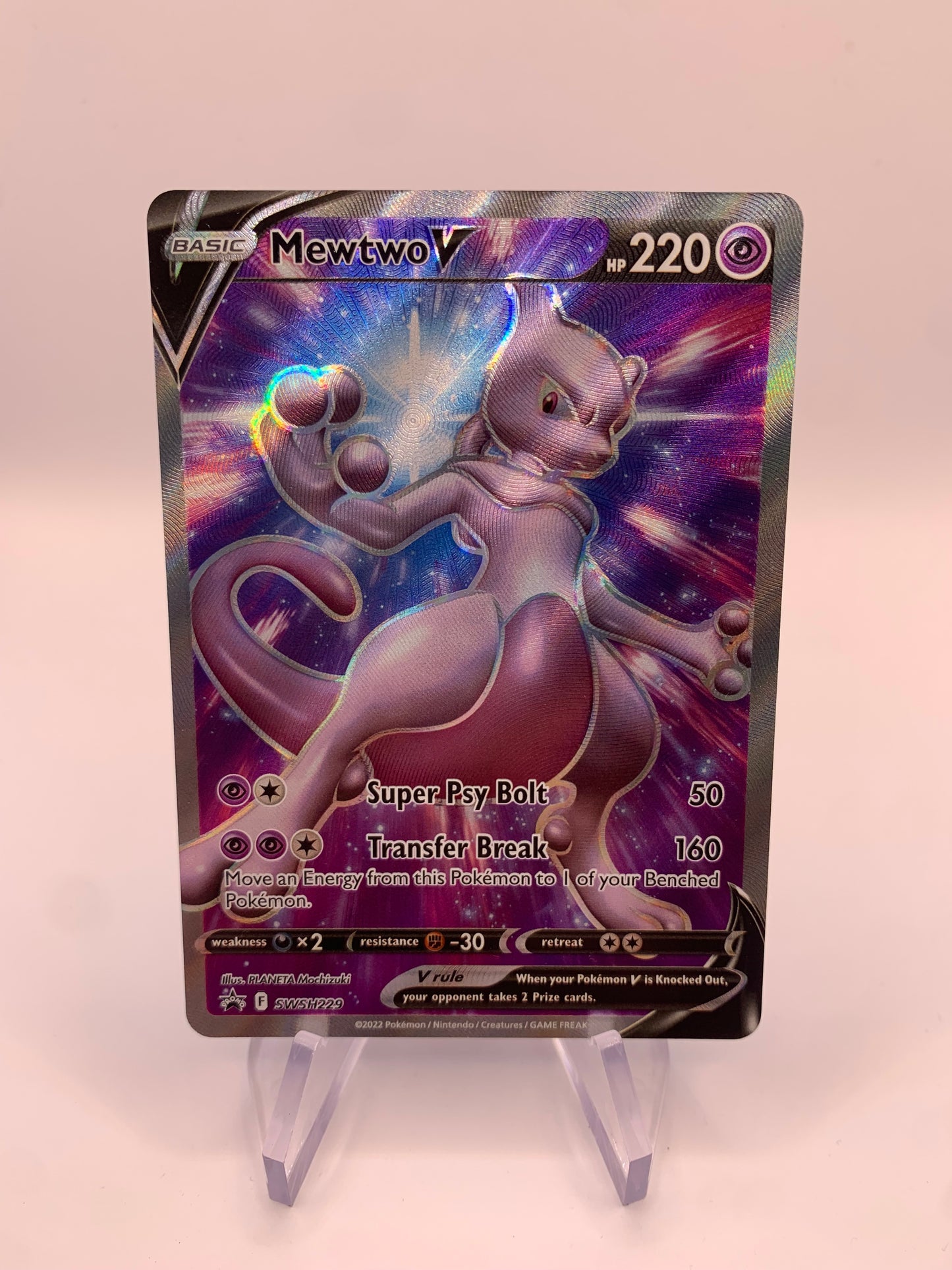 Pokemon Karte V Fullart Promo Mewtu SWSH229 Englisch